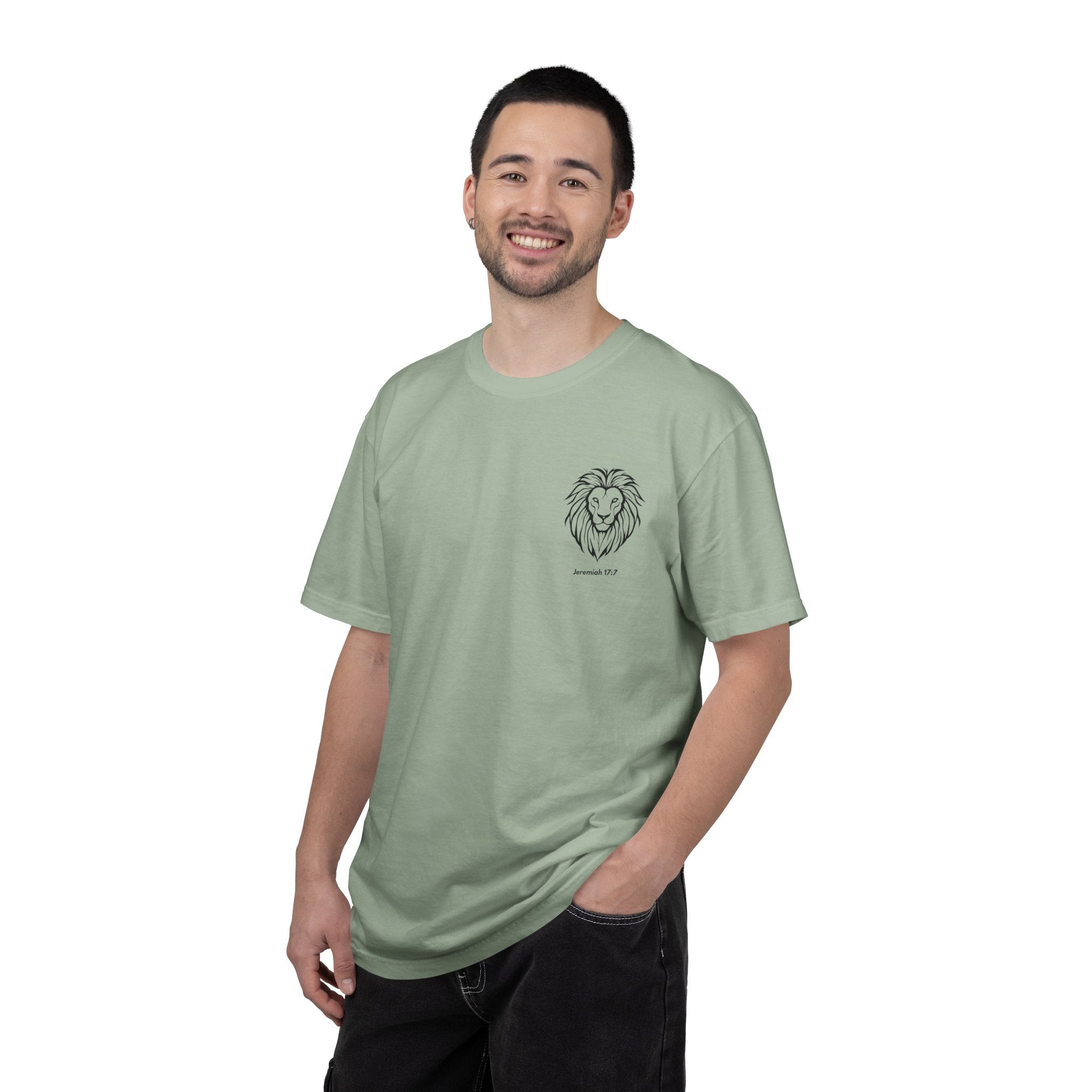 Christian Lion T-Shirt — "Blessed Is The Man Who Trust in The Lord" (Jeremiah 17:7)