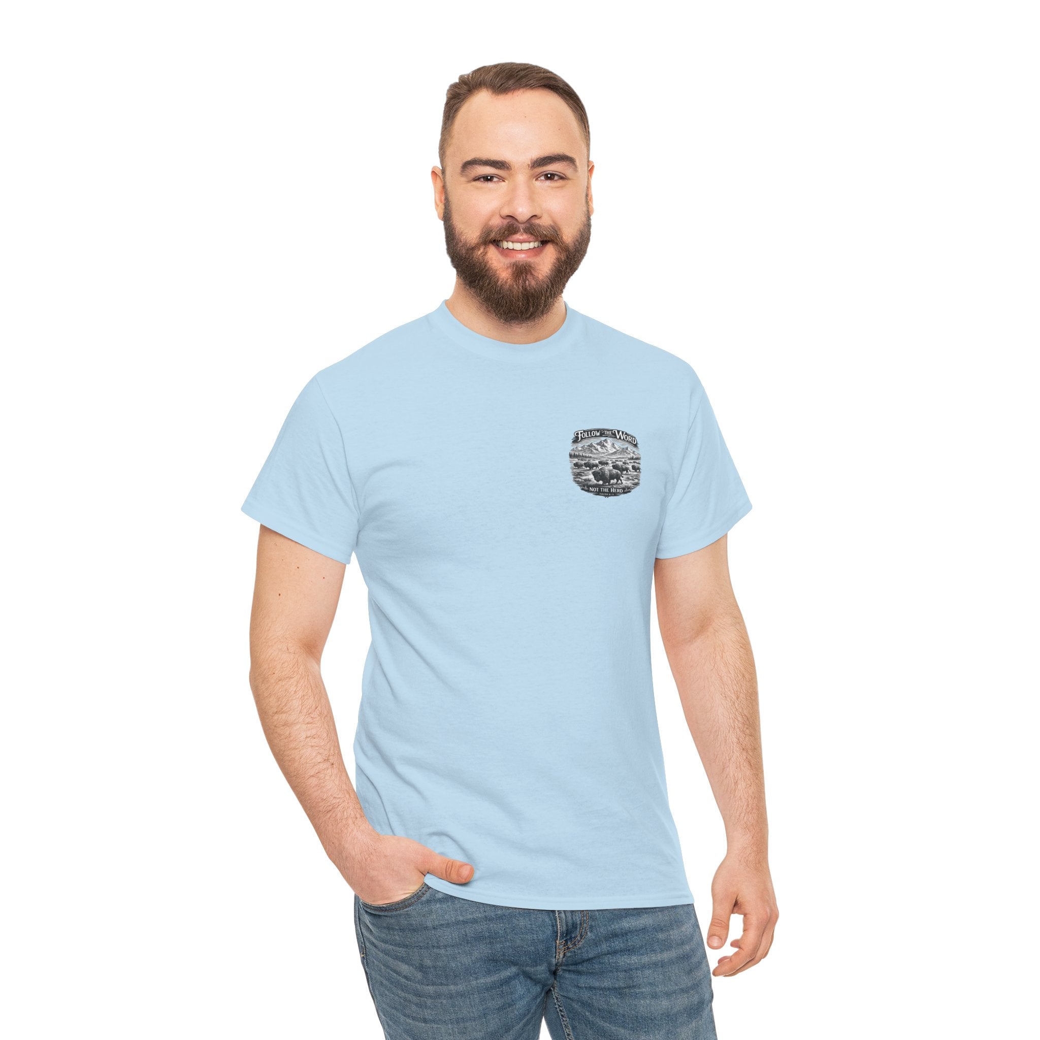 'Follow the Word, Not the Herd' Buffalo Mountain Graphic Tee