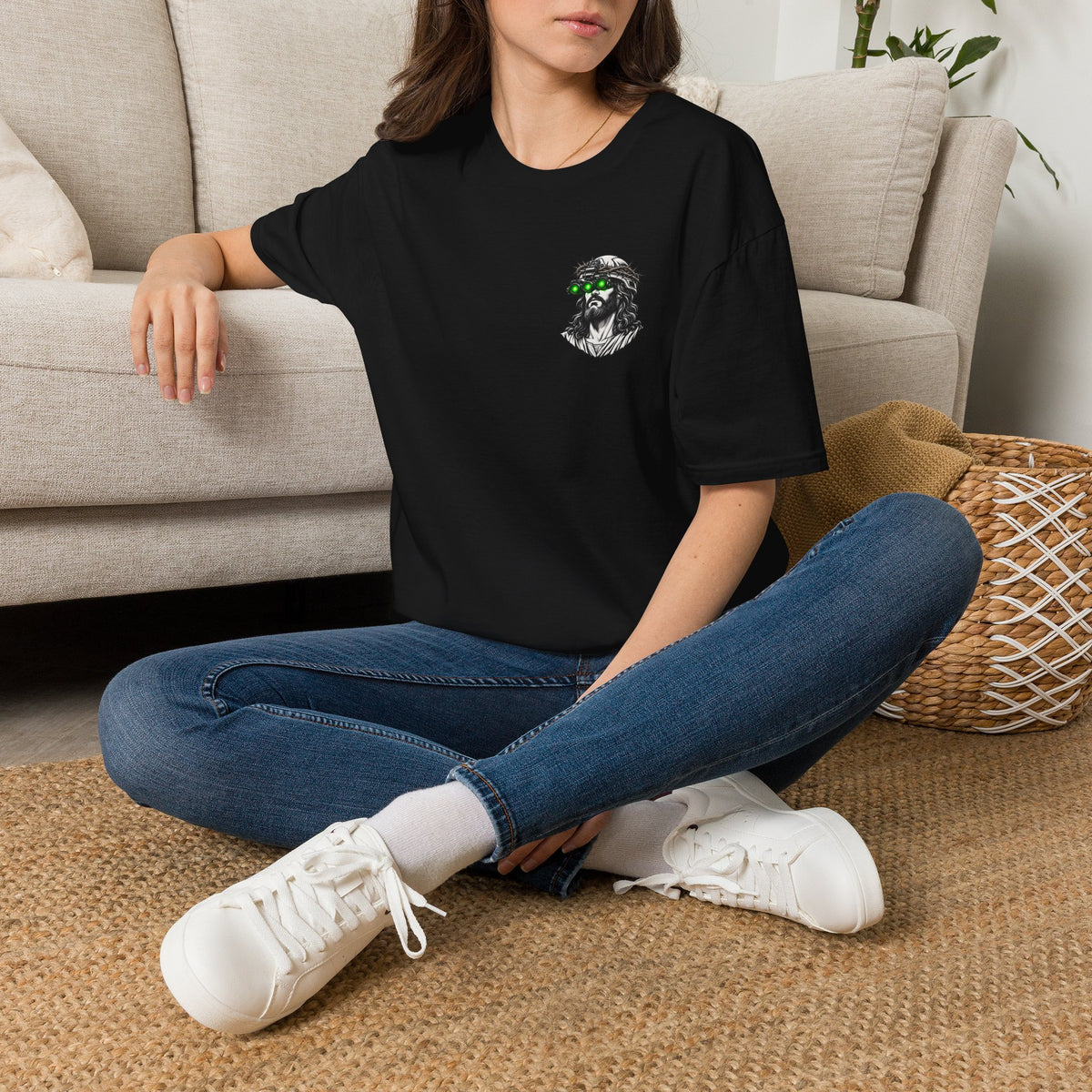 Night Vision Jesus T-Shirt — Retro Neon God Graphic Tee