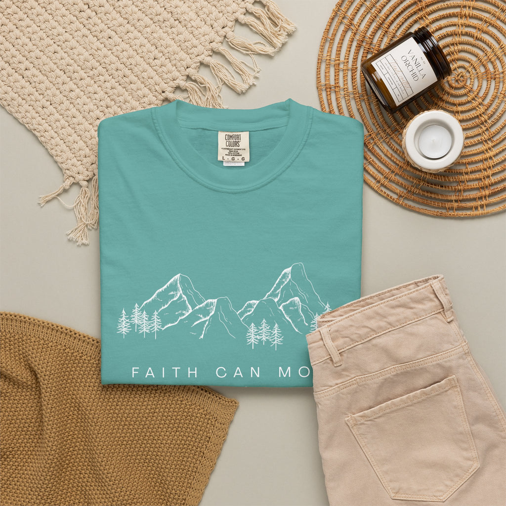 Faith Can Move Mountains T-Shirt — Matthew 17:20 Christian Mountain Graphic Tee