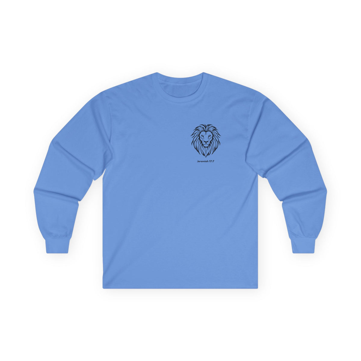 Blessed Is The Man Lion Long Sleeve Tee — "Blessed is the man who trust in The Lord" (Jeremiah 17:7)