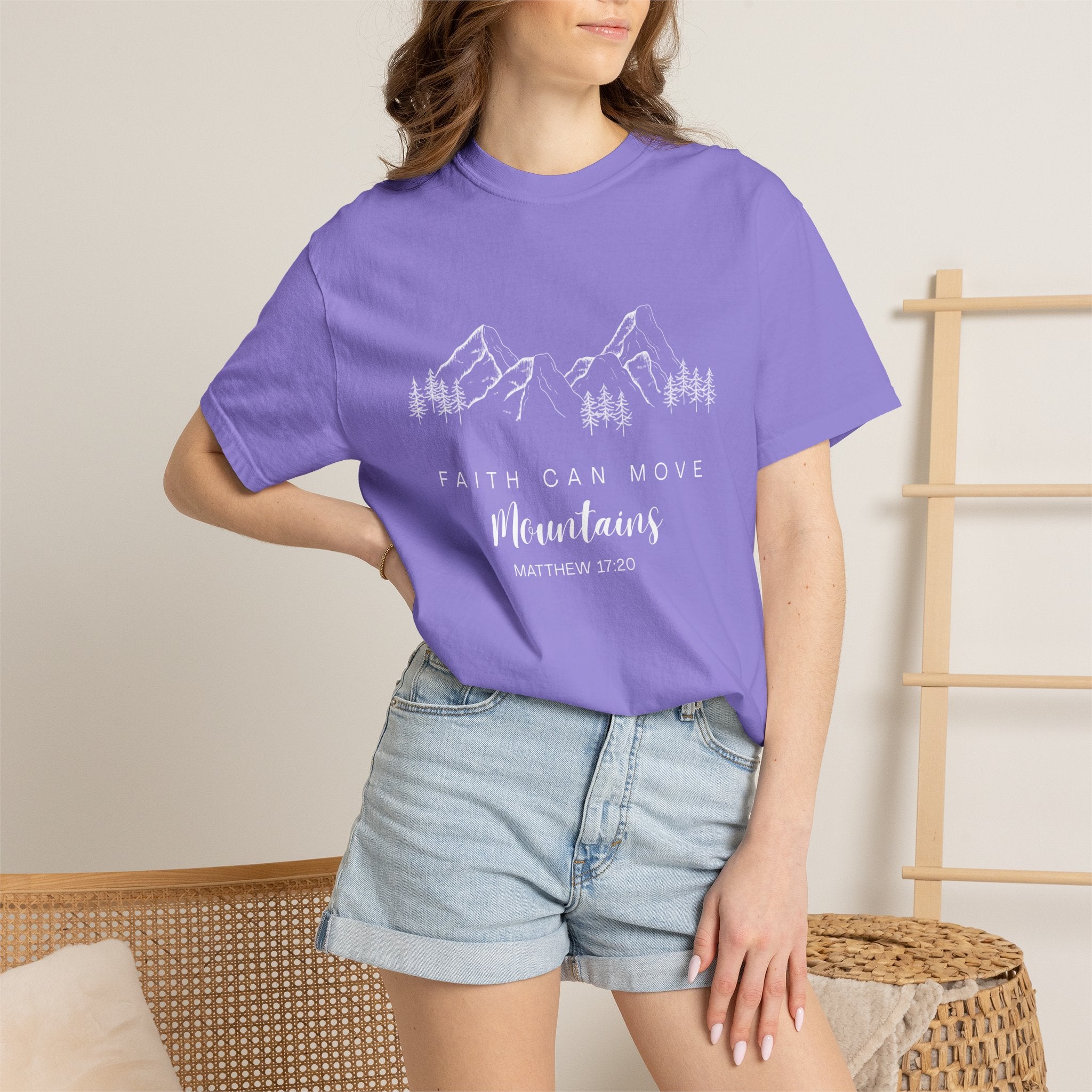 Faith Can Move Mountains T-Shirt — Matthew 17:20 Christian Mountain Graphic Tee