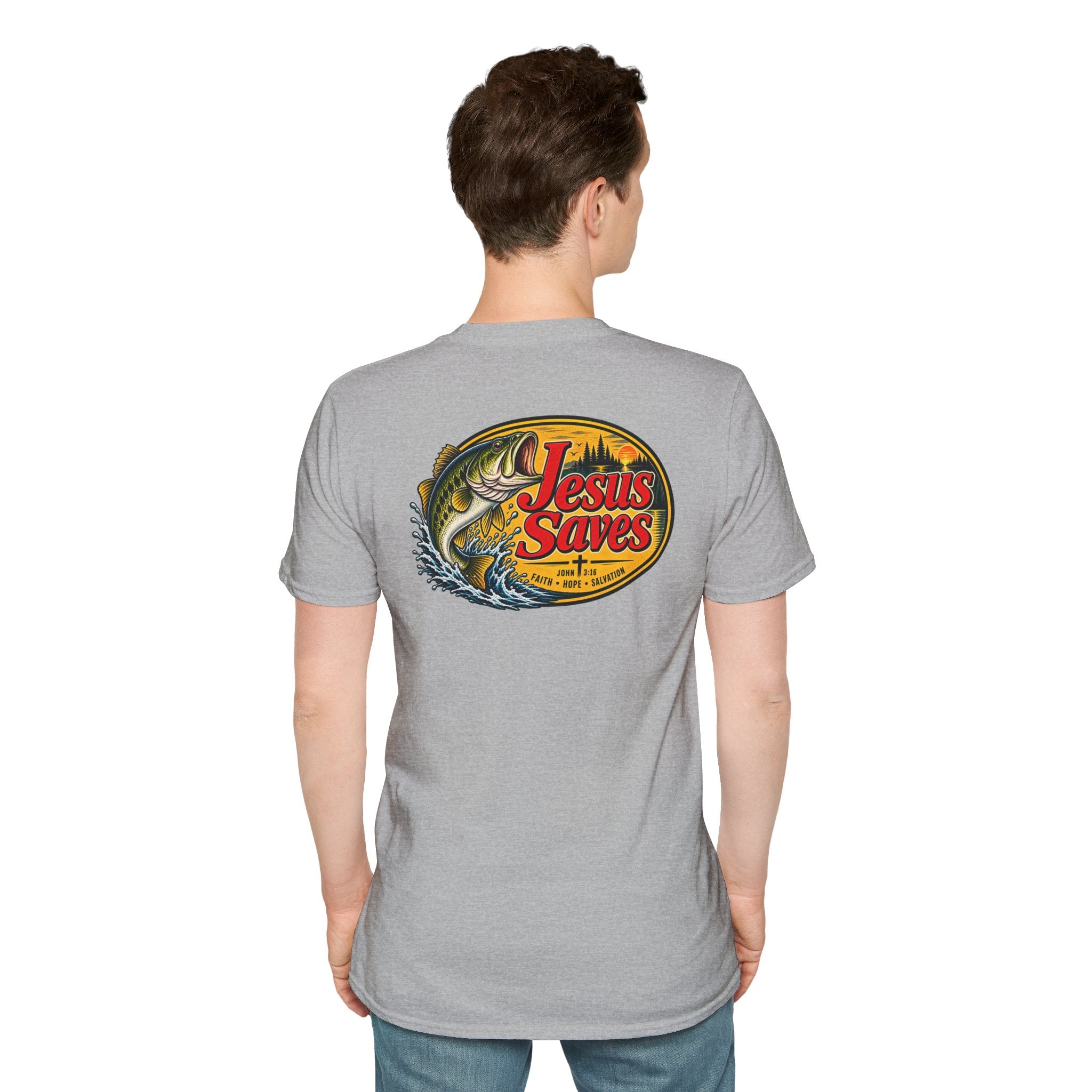 Jesus Saves Fishing Graphic T-Shirt