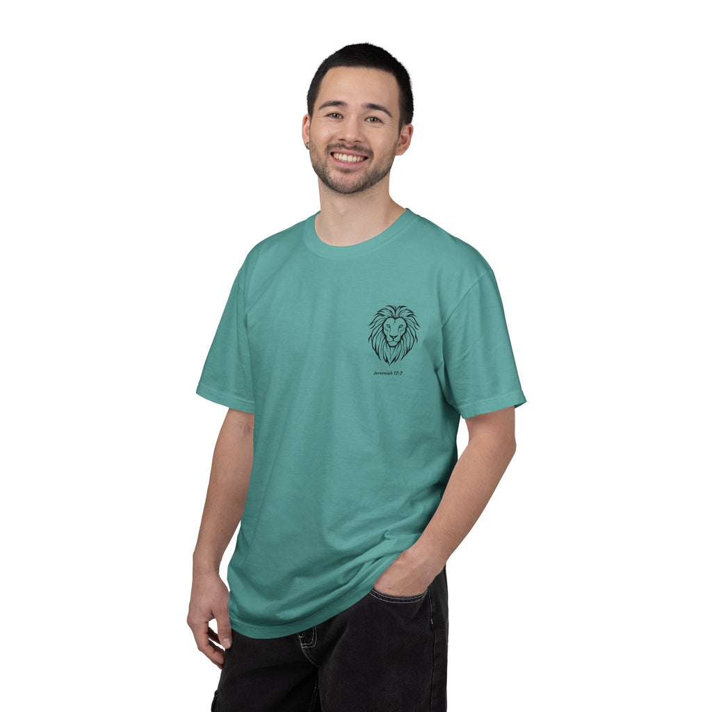 Christian Lion T-Shirt — "Blessed Is The Man Who Trust in The Lord" (Jeremiah 17:7)