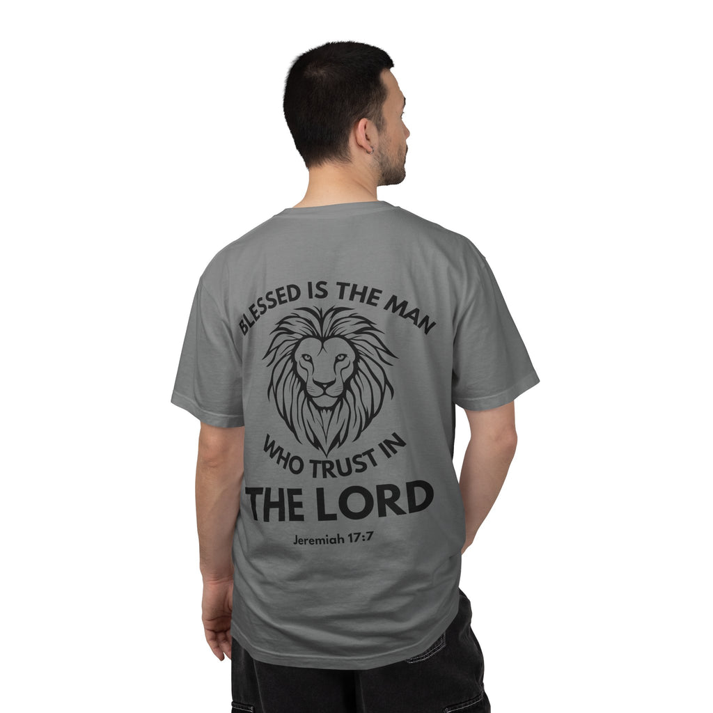 Christian Lion T-Shirt — "Blessed Is The Man Who Trust in The Lord" (Jeremiah 17:7)