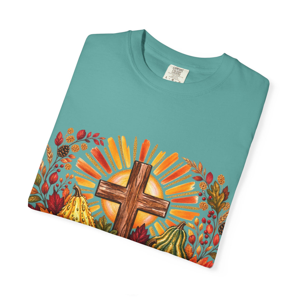 Autumn Harvest Cross TShirt Fall Pumpkin  and Faith Graphic