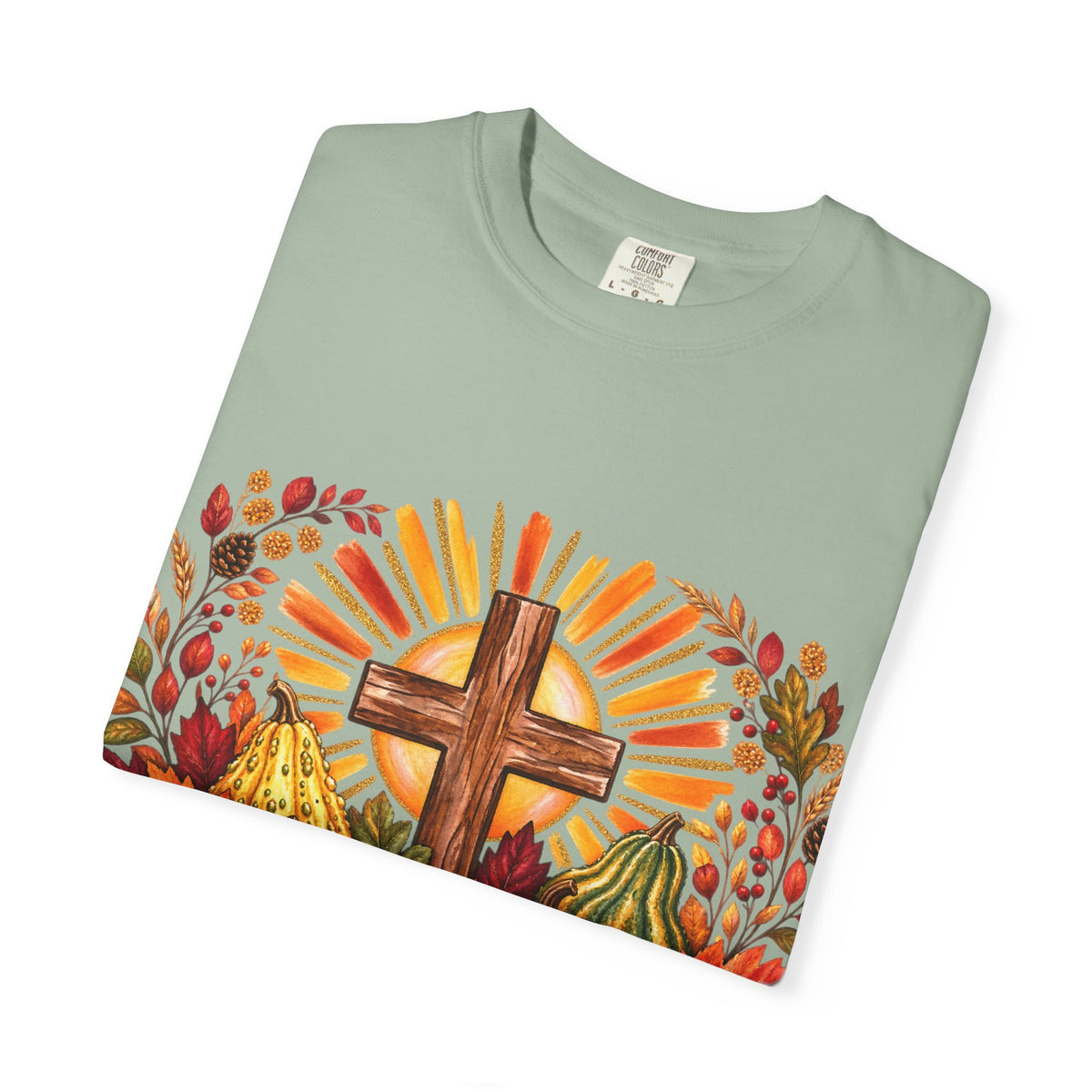 Autumn Harvest Cross TShirt Fall Pumpkin  and Faith Graphic