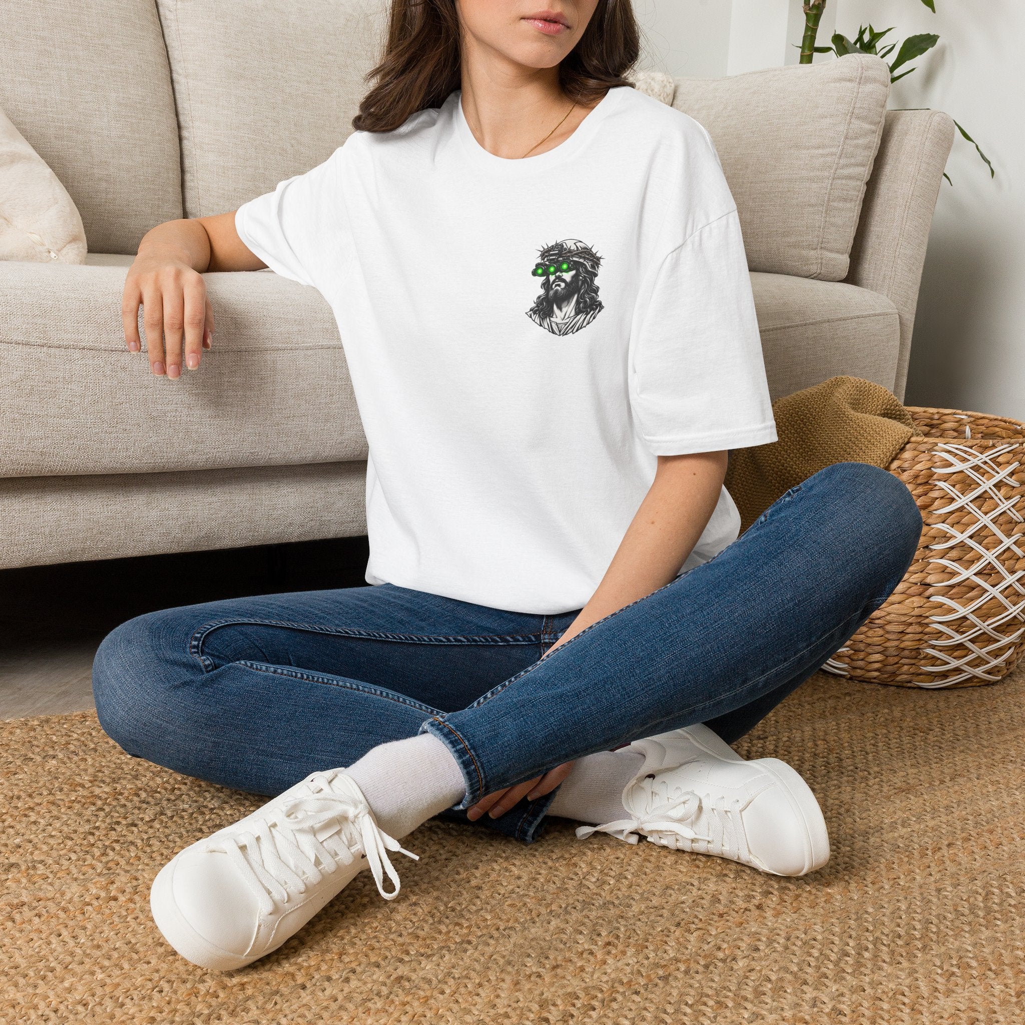 Night Vision Jesus T-Shirt — Retro Neon God Graphic Tee