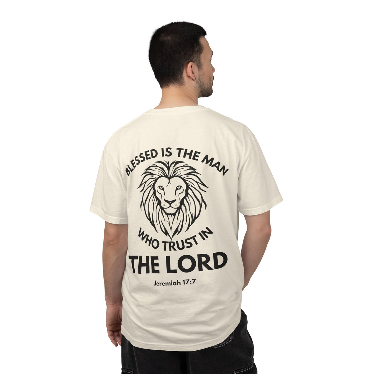 Christian Lion T-Shirt — "Blessed Is The Man Who Trust in The Lord" (Jeremiah 17:7)