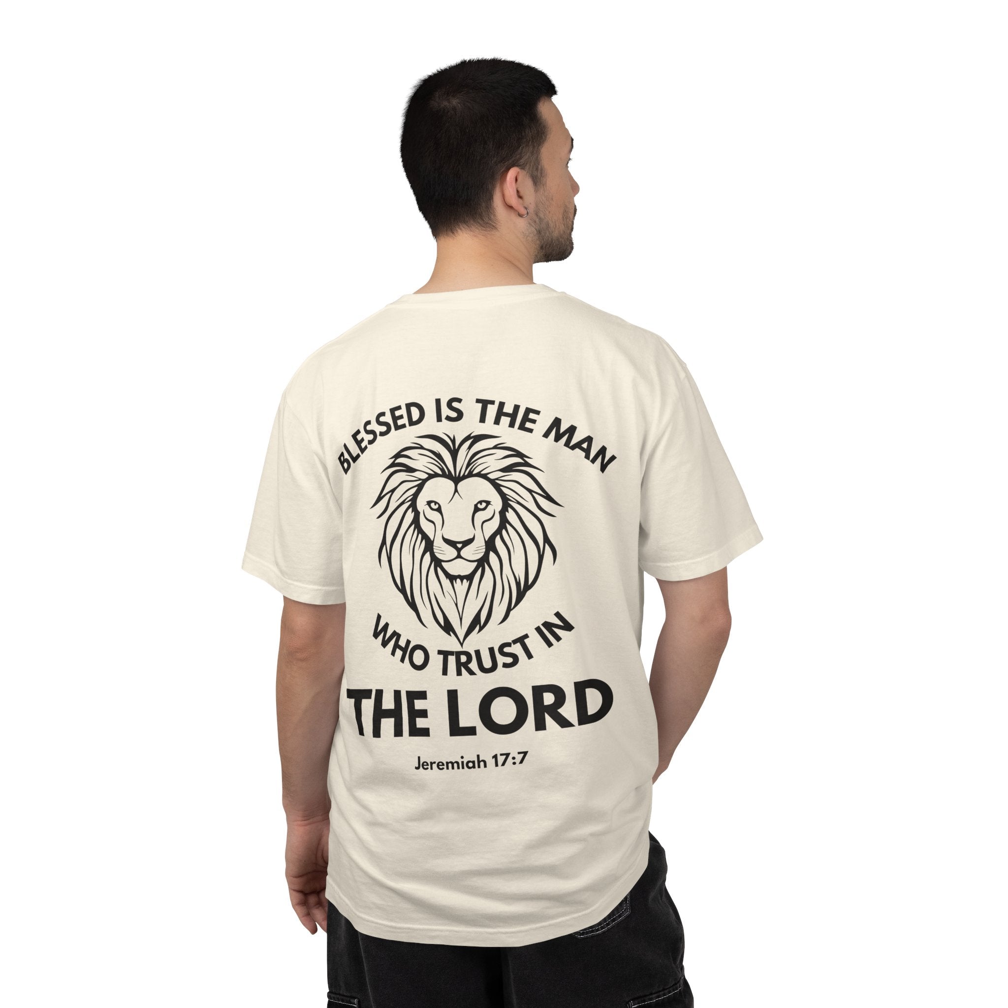 Christian Lion T-Shirt — "Blessed Is The Man Who Trust in The Lord" (Jeremiah 17:7)