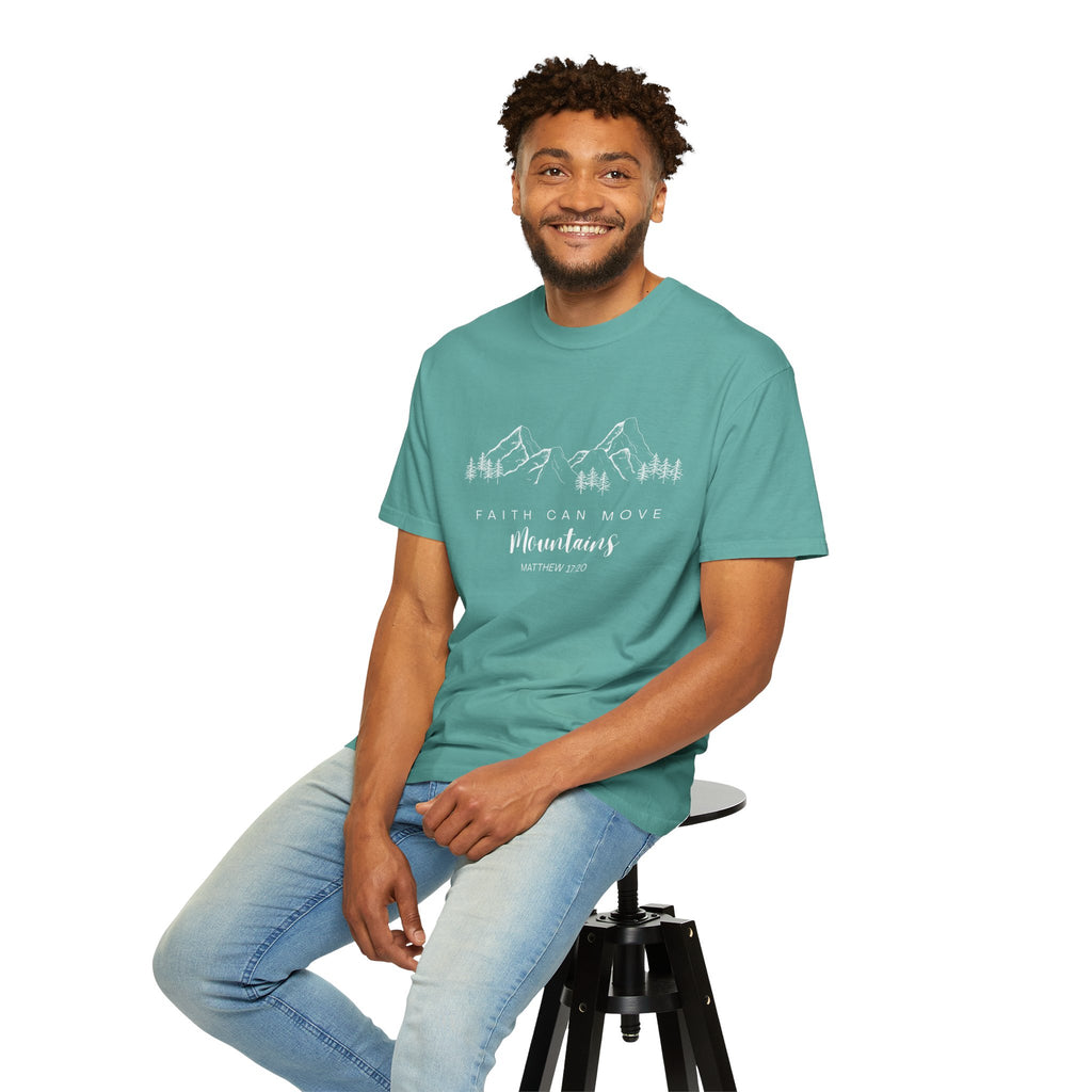 Faith Can Move Mountains T-Shirt — Matthew 17:20 Christian Mountain Graphic Tee