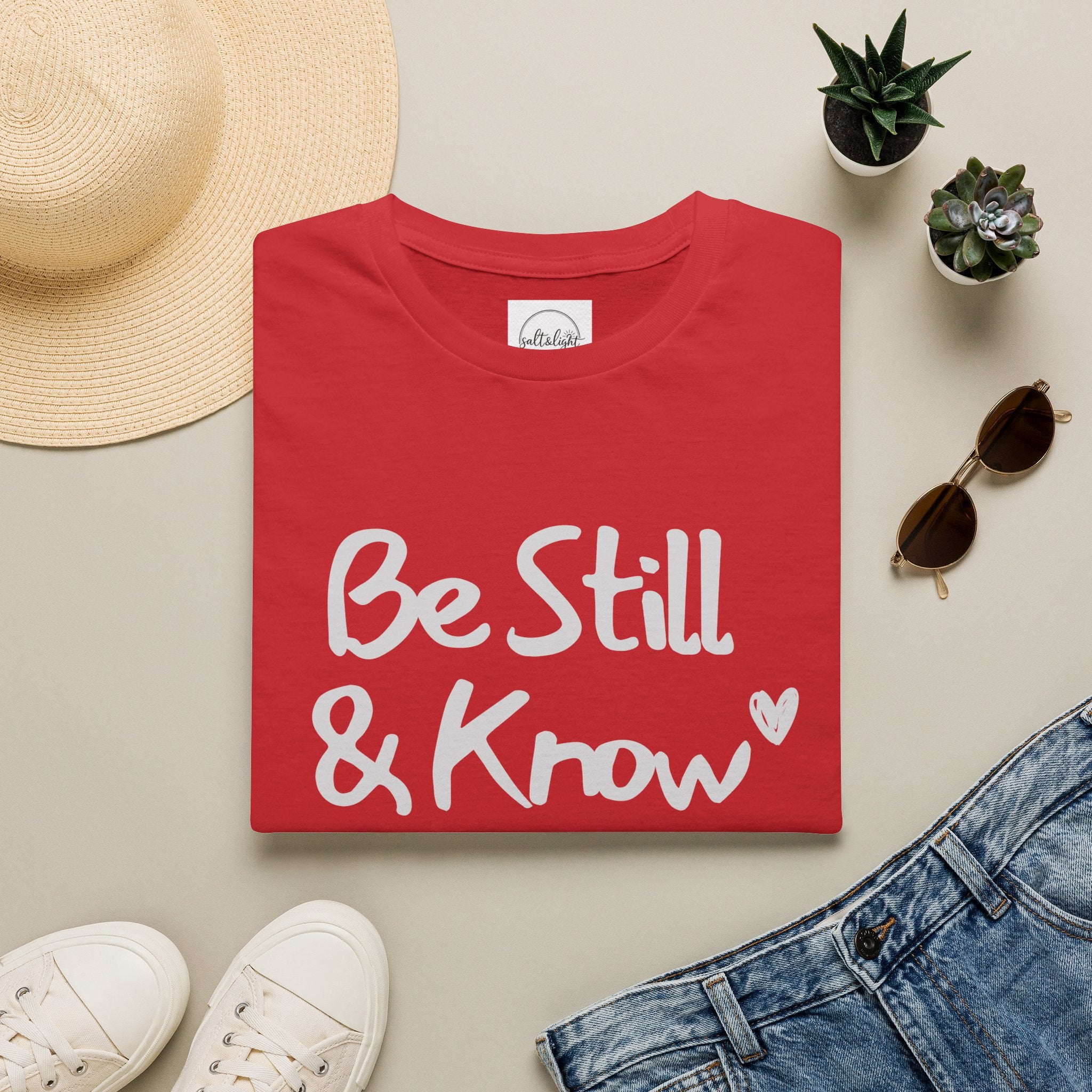 T-Shirt — "Be Still & Know" Inspirational Relaxed Tee