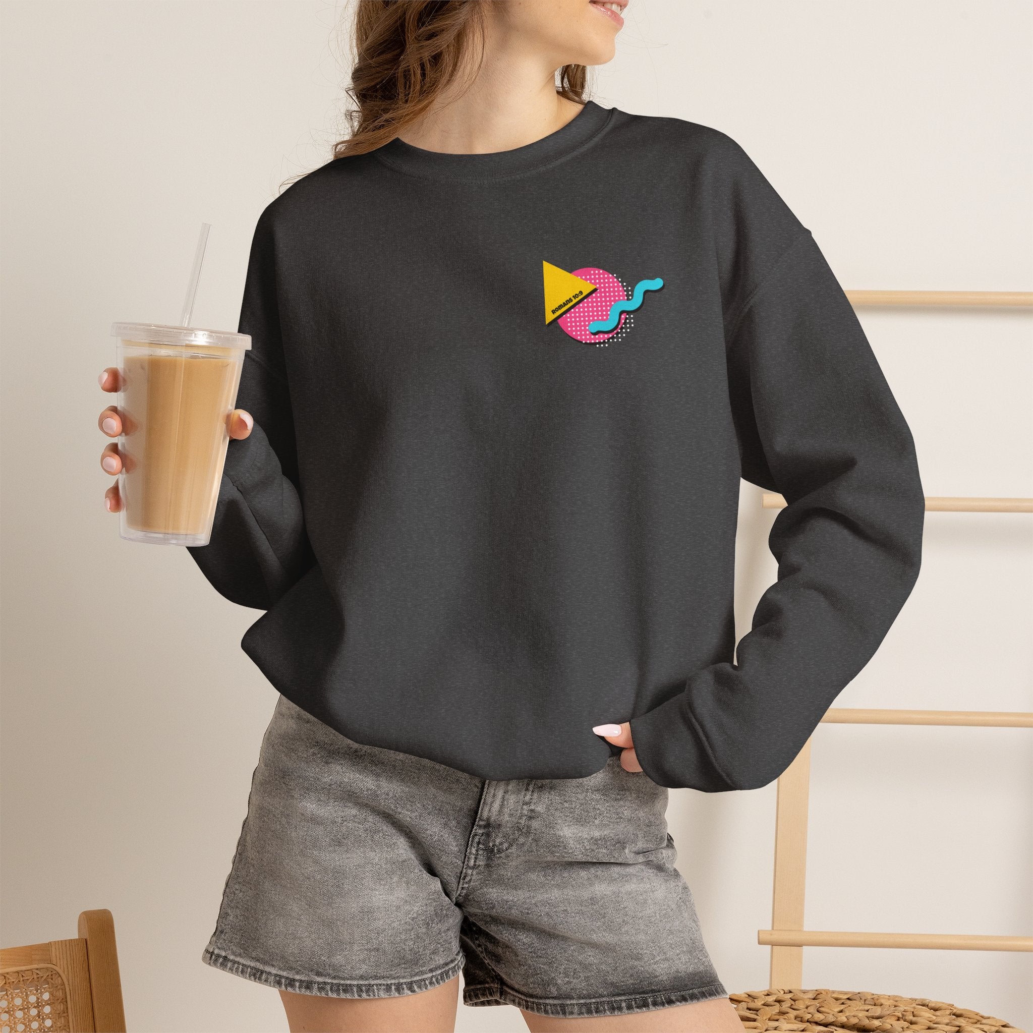 Saved by the Lord Crewneck Sweatshirt — Retro 80s Christian Graphic