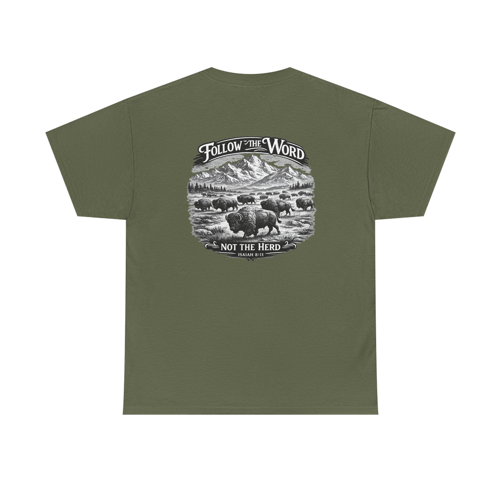 'Follow the Word, Not the Herd' Buffalo Mountain Graphic Tee