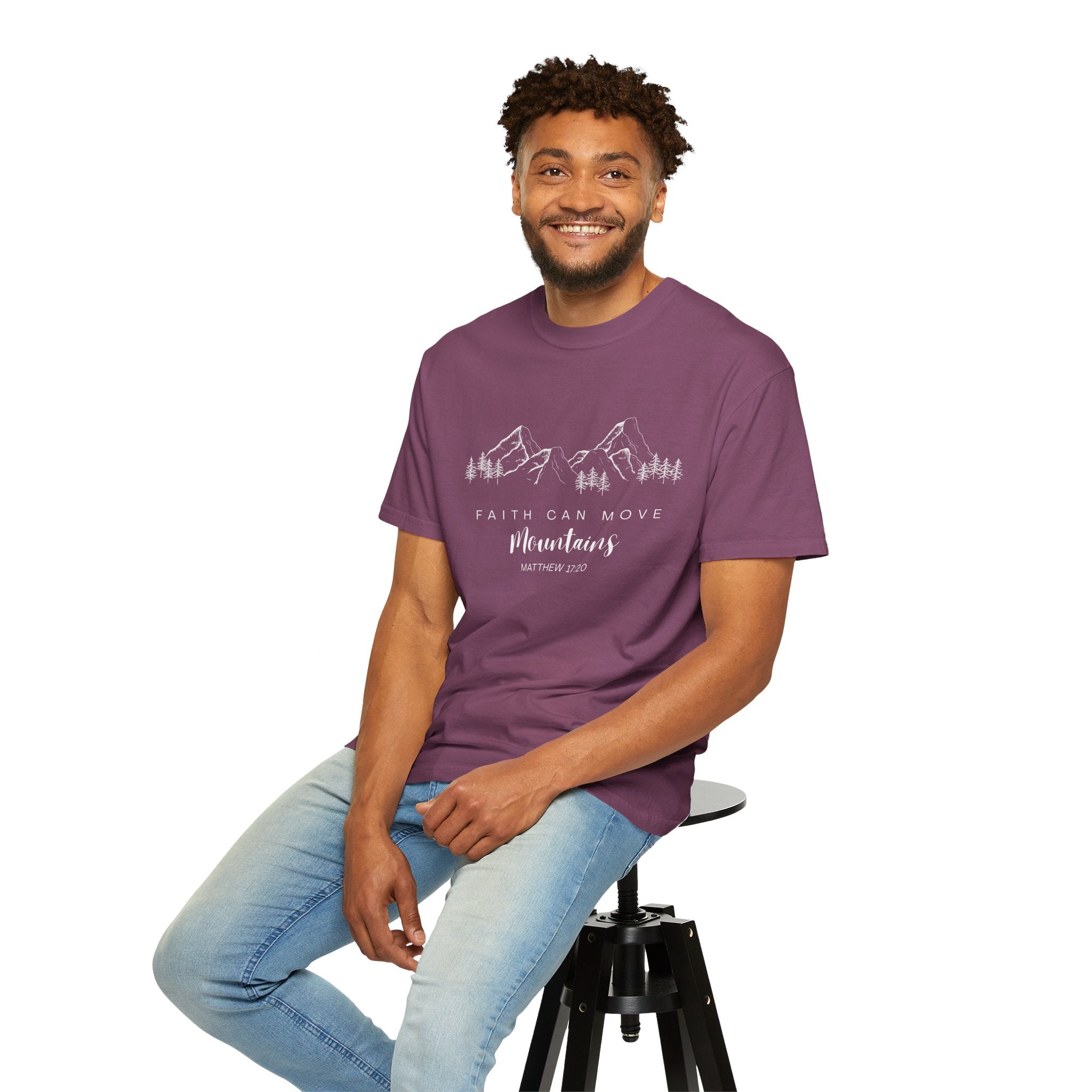 Faith Can Move Mountains T-Shirt — Matthew 17:20 Christian Mountain Graphic Tee
