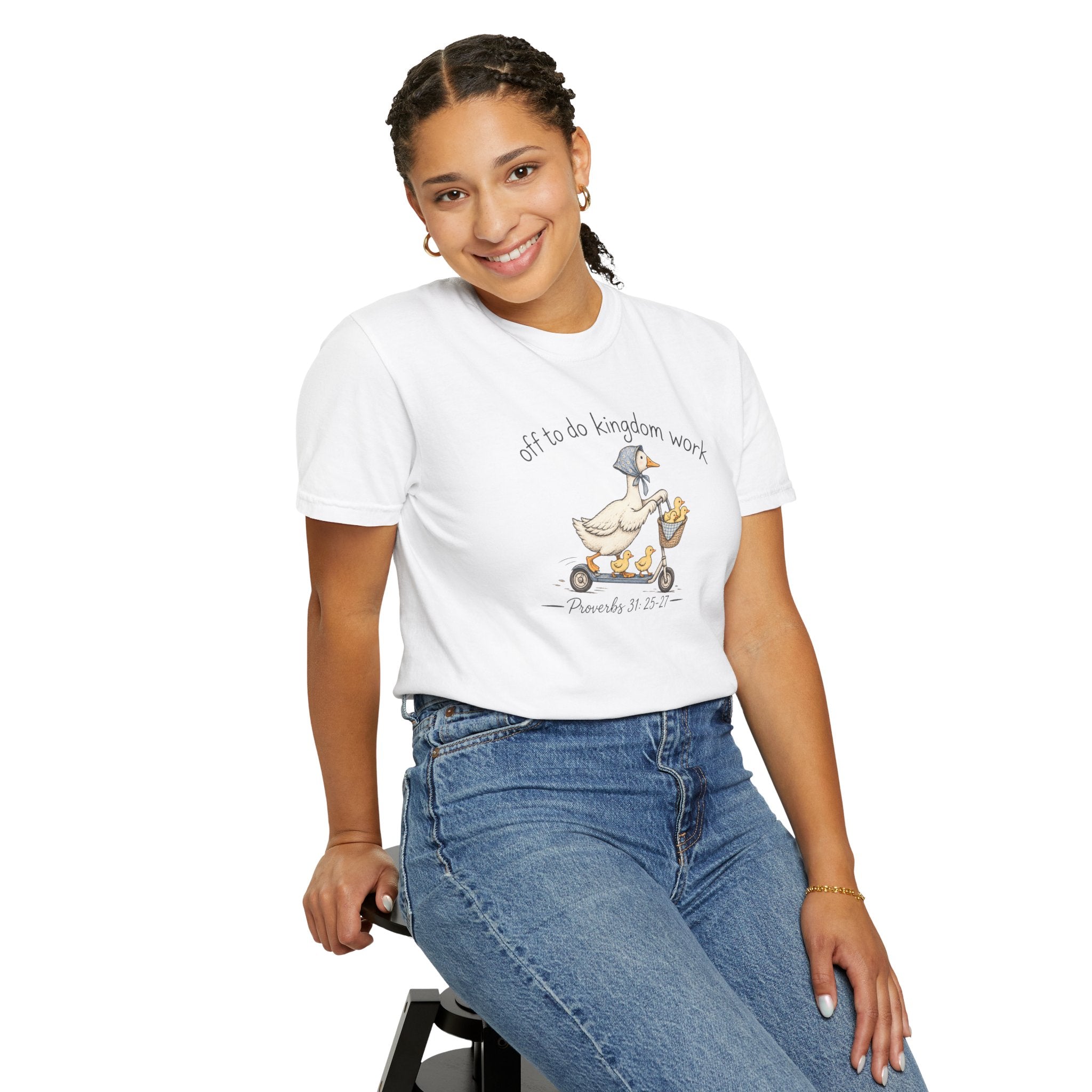 Duck Scooter T-Shirt — "Gf to do kingdom work" Cute Vintage Animal Tee