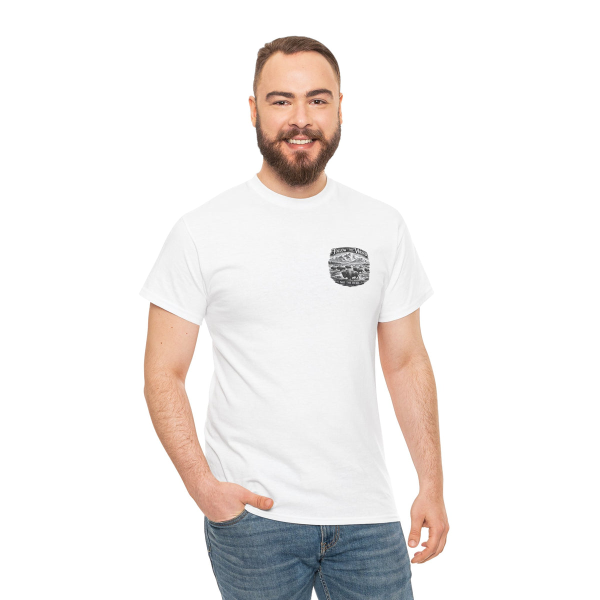 'Follow the Word, Not the Herd' Buffalo Mountain Graphic Tee