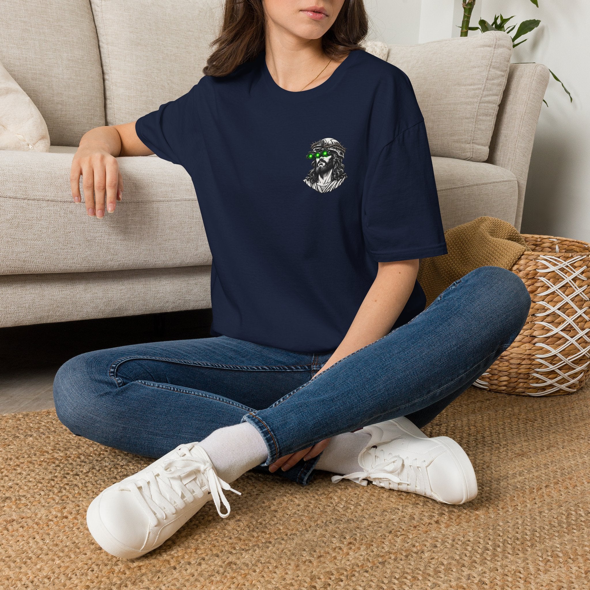 Night Vision Jesus T-Shirt — Retro Neon God Graphic Tee