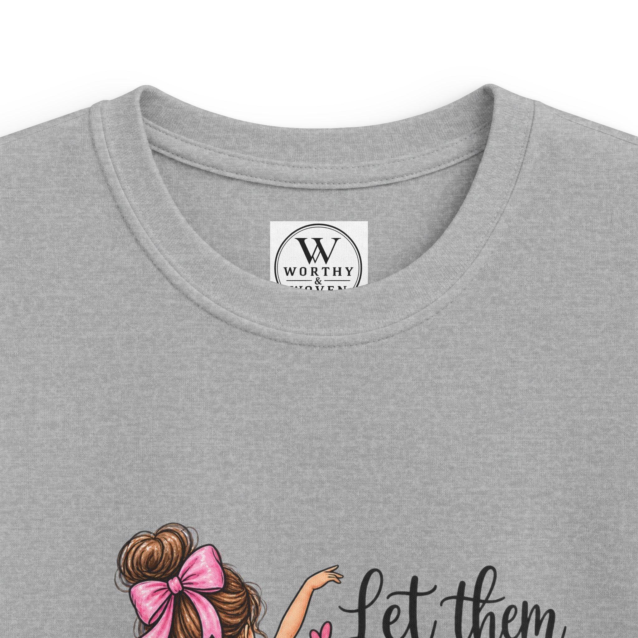 Kids Tee — "Let Them Praise His Name With Dancing" Pink Ballerina Psalm 149:3 Christian Shirt
