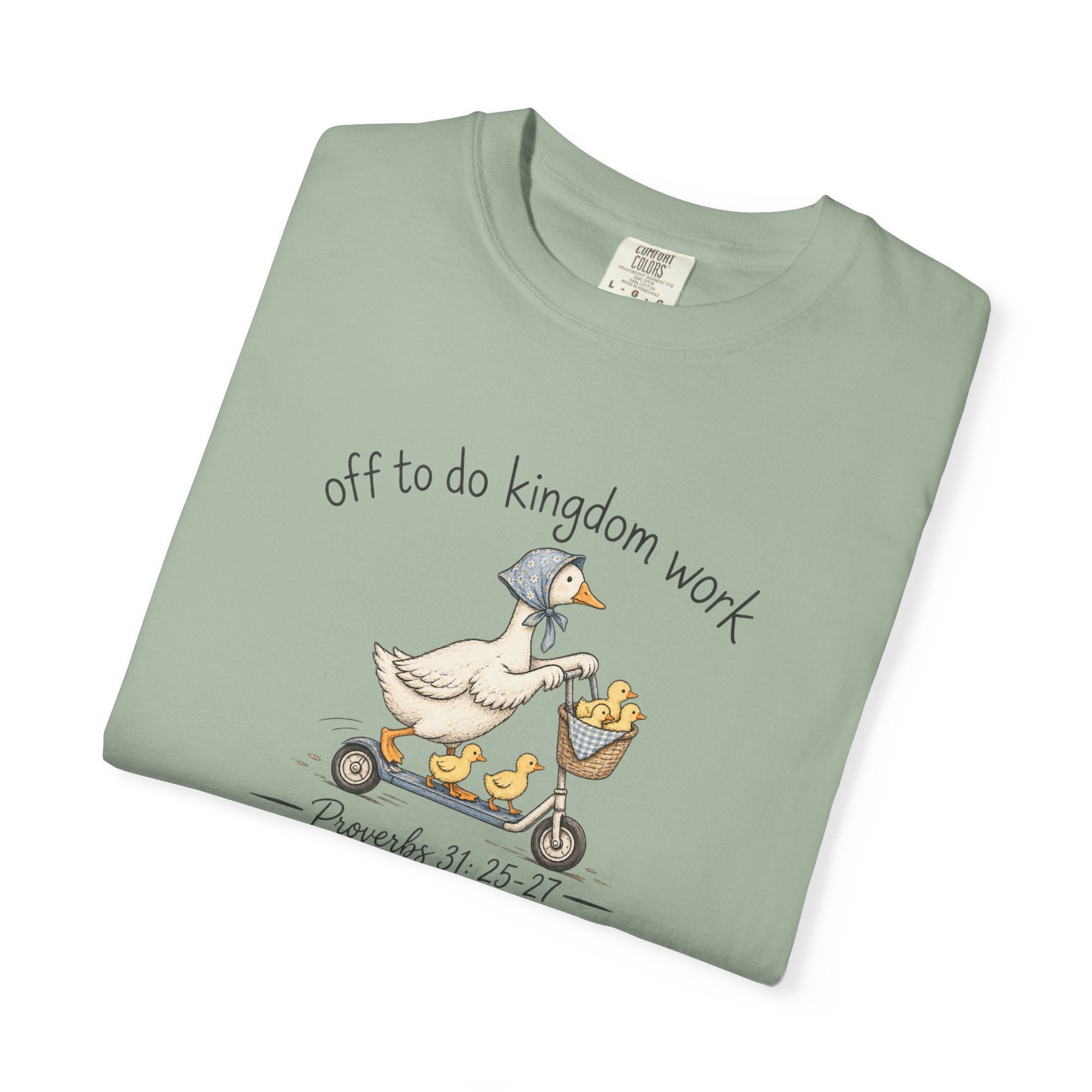 Duck Scooter T-Shirt — "Gf to do kingdom work" Cute Vintage Animal Tee