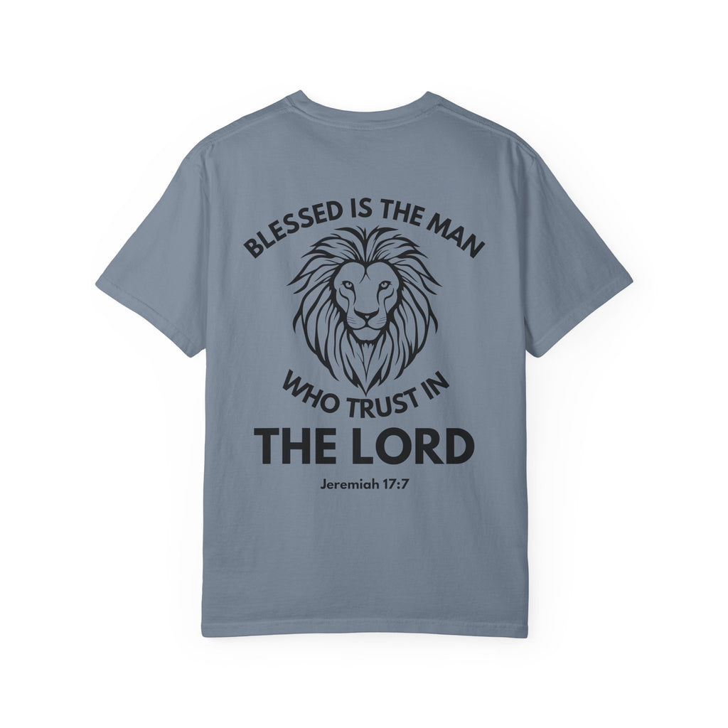 Christian Lion T-Shirt — "Blessed Is The Man Who Trust in The Lord" (Jeremiah 17:7)