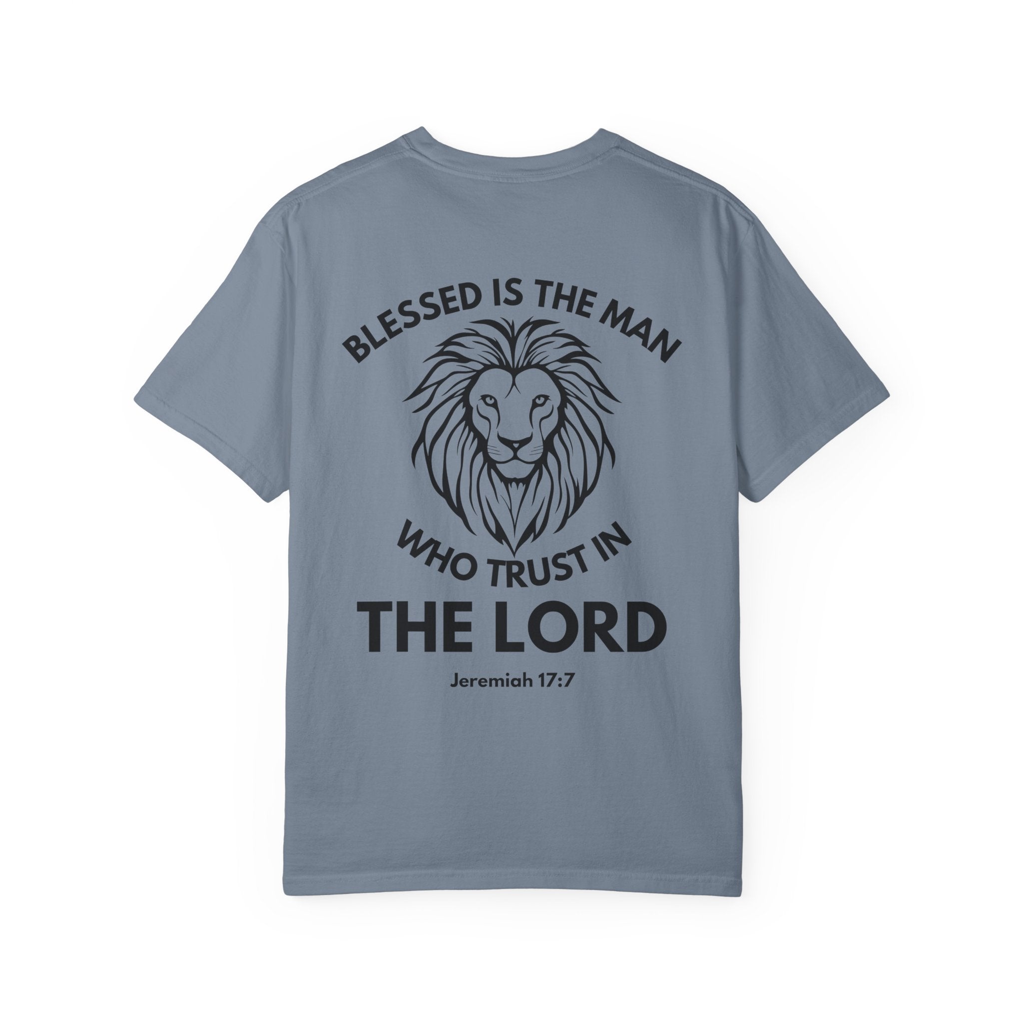 Christian Lion T-Shirt — "Blessed Is The Man Who Trust in The Lord" (Jeremiah 17:7)