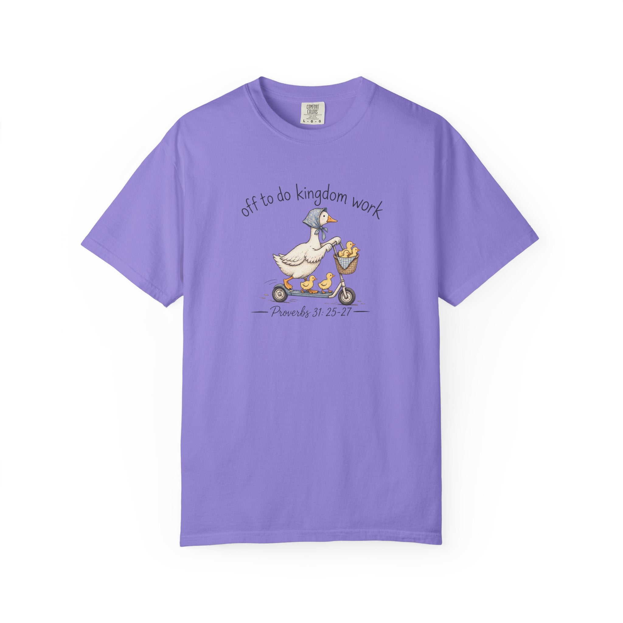 Duck Scooter T-Shirt — "Gf to do kingdom work" Cute Vintage Animal Tee