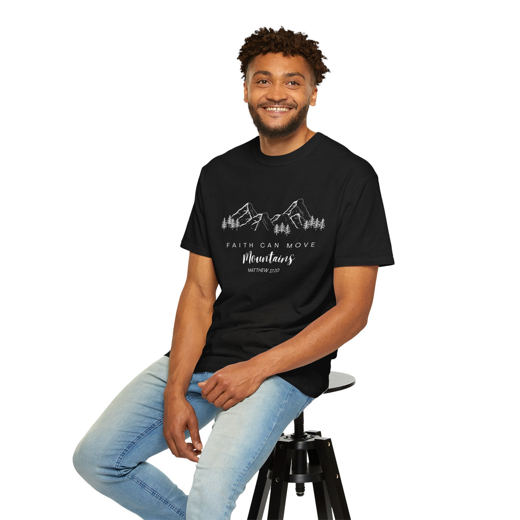 Faith Can Move Mountains T-Shirt — Matthew 17:20 Christian Mountain Graphic Tee