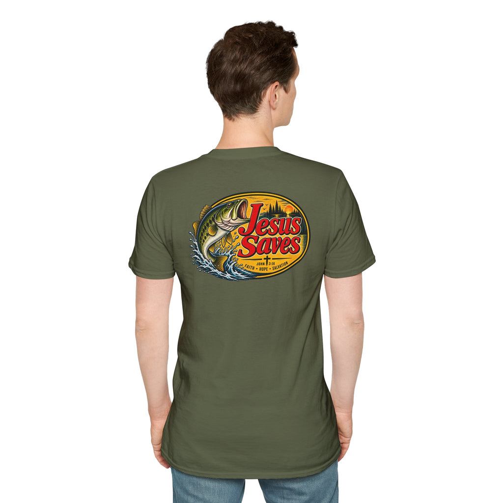 Jesus Saves Fishing Graphic T-Shirt