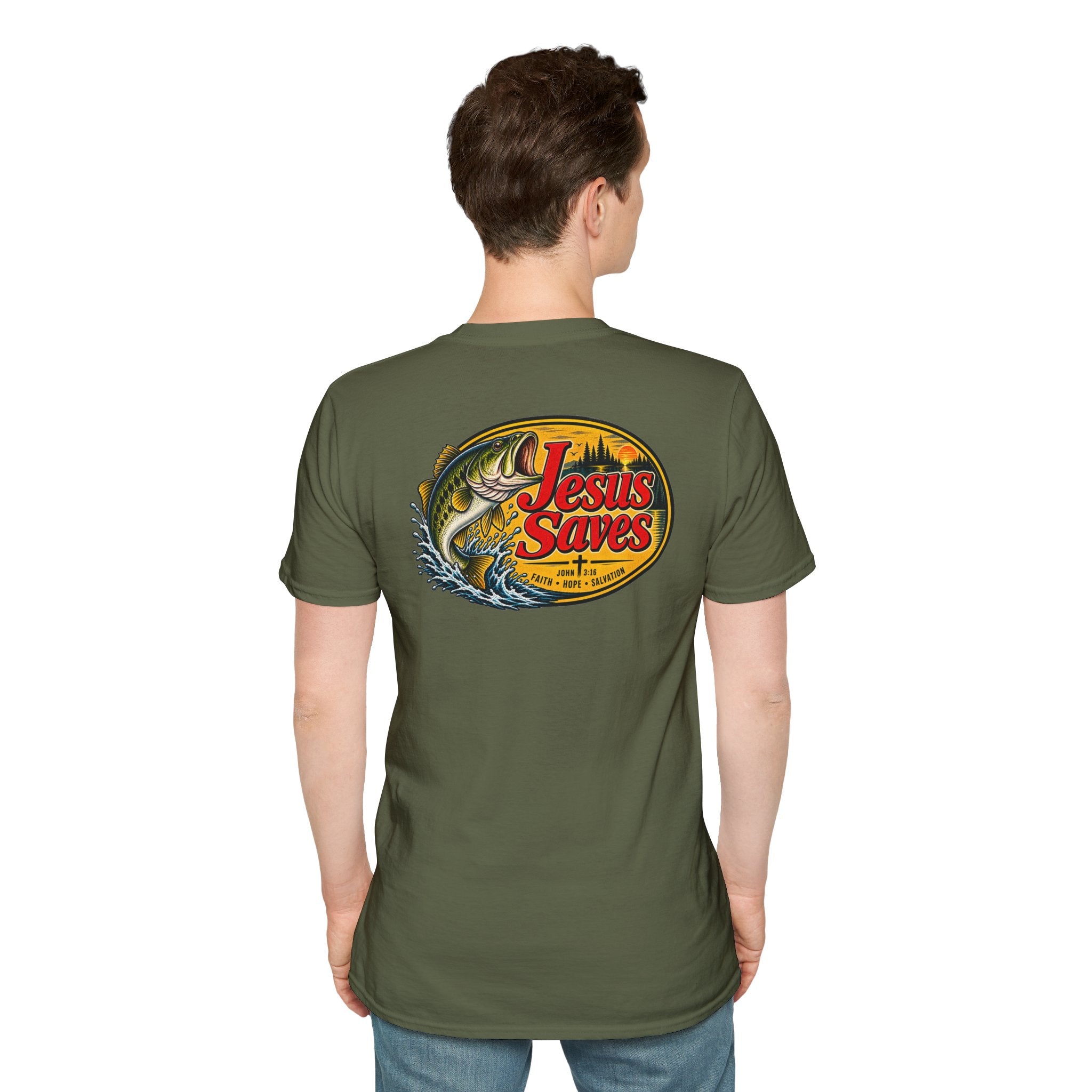 Jesus Saves Fishing Graphic T-Shirt