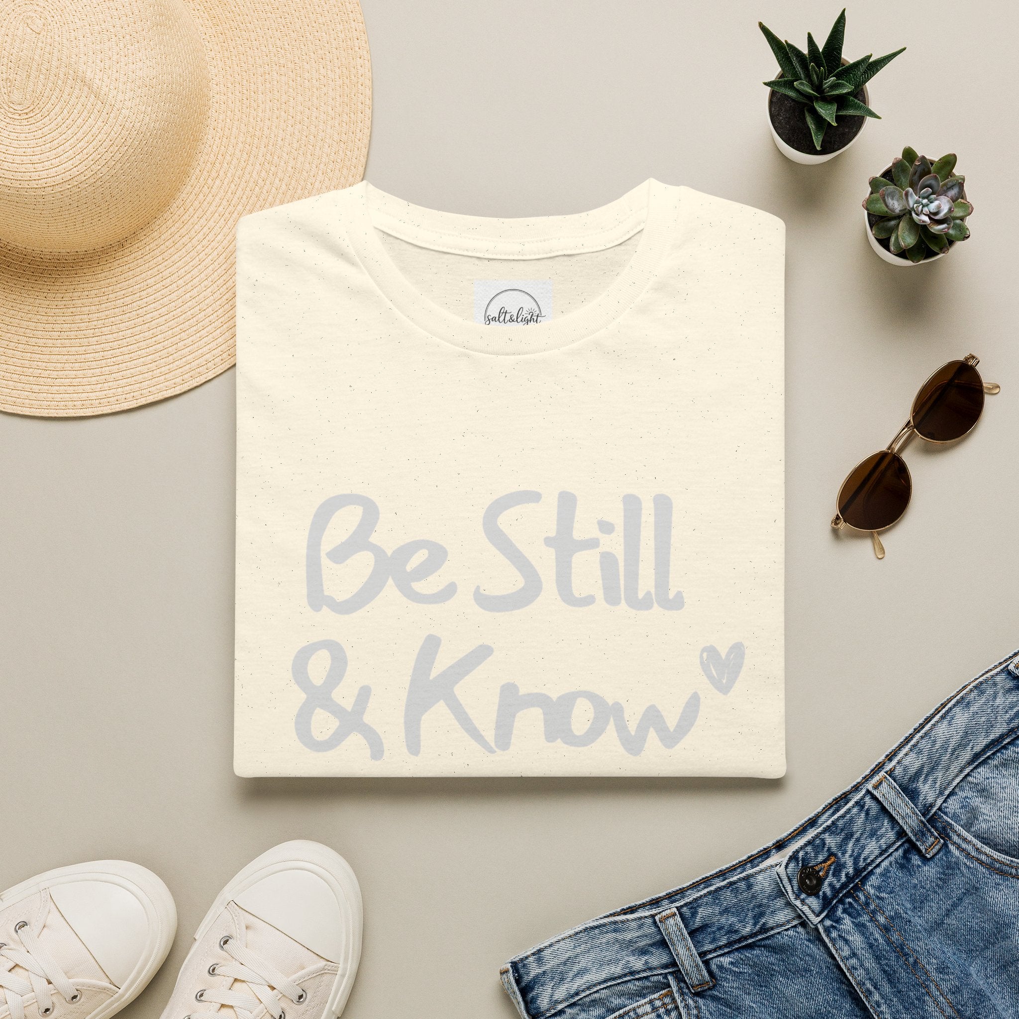 T-Shirt — "Be Still & Know" Inspirational Relaxed Tee