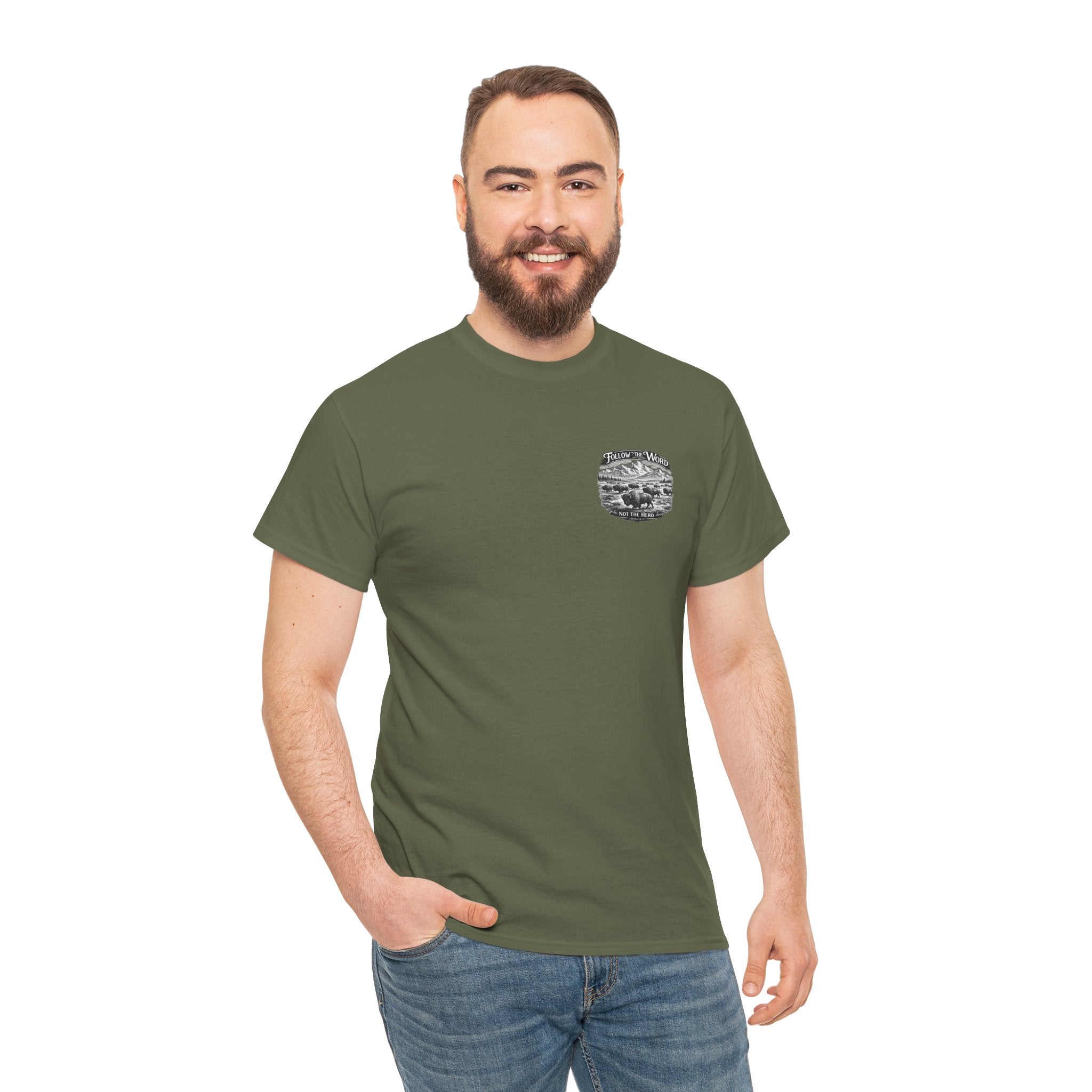 'Follow the Word, Not the Herd' Buffalo Mountain Graphic Tee