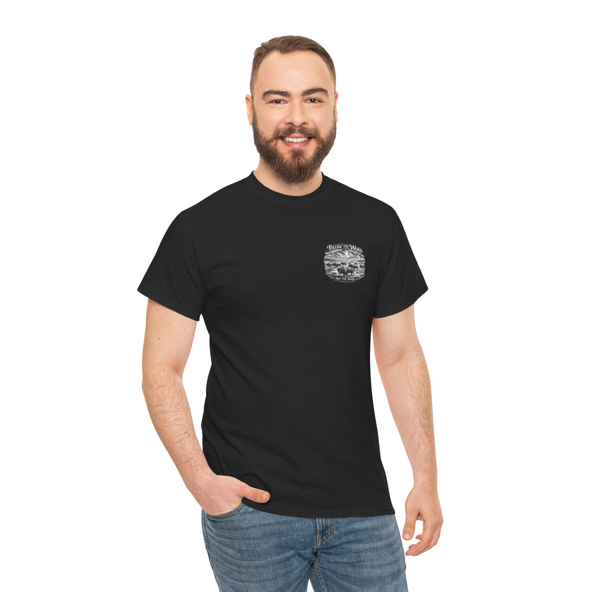 'Follow the Word, Not the Herd' Buffalo Mountain Graphic Tee