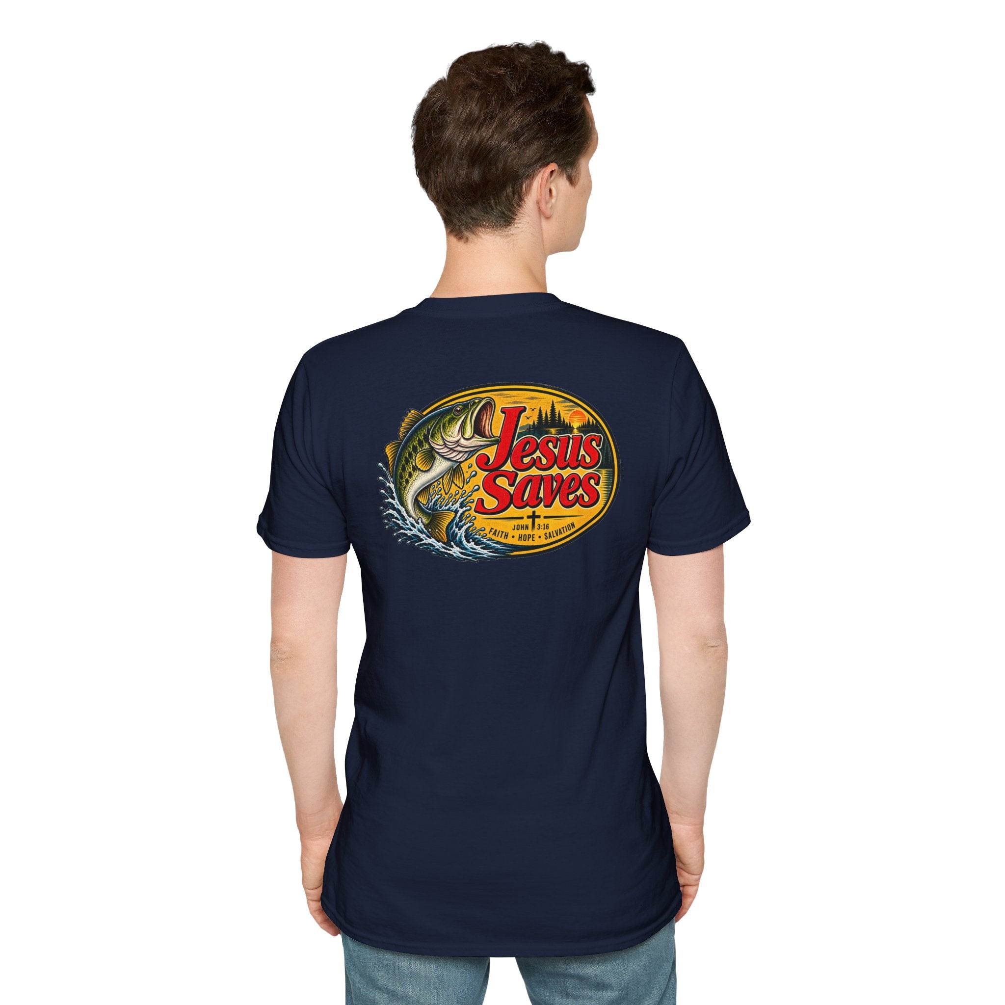 Jesus Saves Fishing Graphic T-Shirt