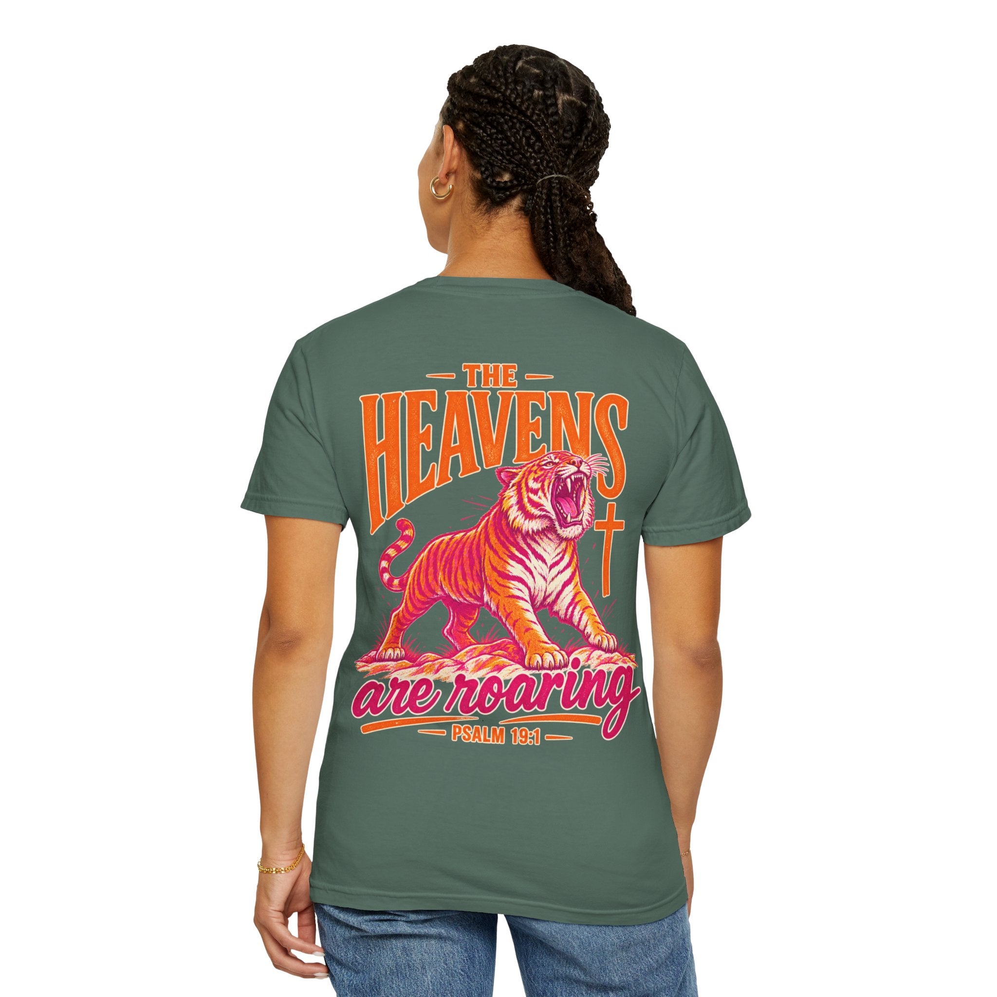 T-Shirt — “The Heavens Are Roaring” Tiger Psalm 19:1 Graphic Tee