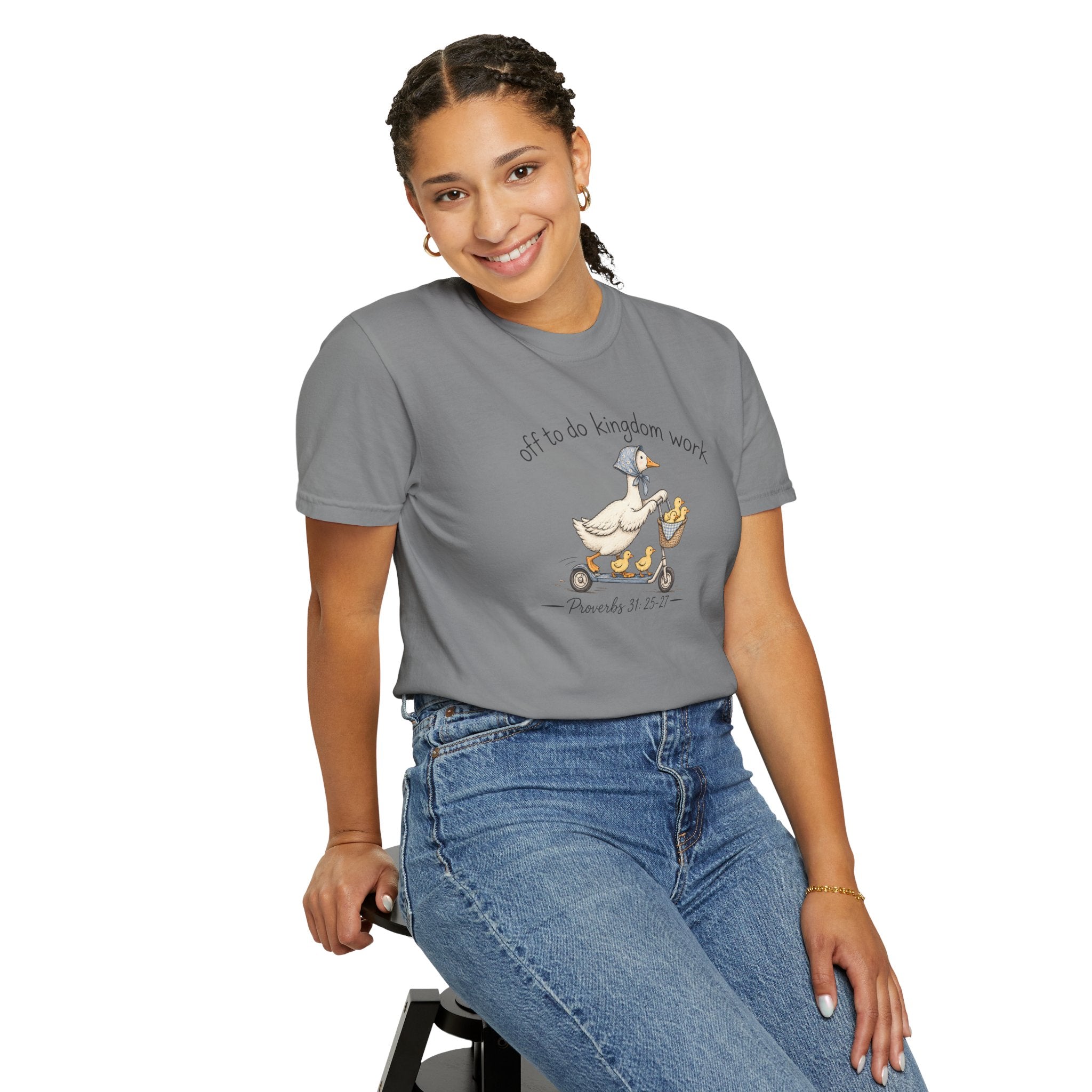 Duck Scooter T-Shirt — "Gf to do kingdom work" Cute Vintage Animal Tee