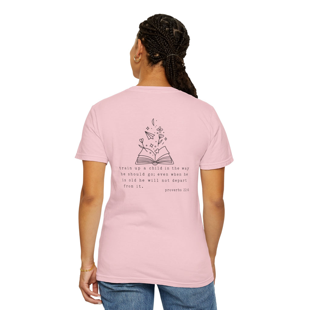 Homeschool Mama Tee — Proverbs 25:11 Inspirational Book & Flower Graphic T-Shirt