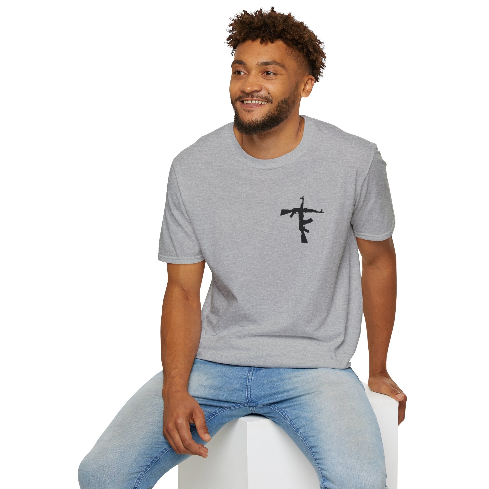 Crossed Rifle Minimalist T‑Shirt — Tactical Silhouette Graphic Tee