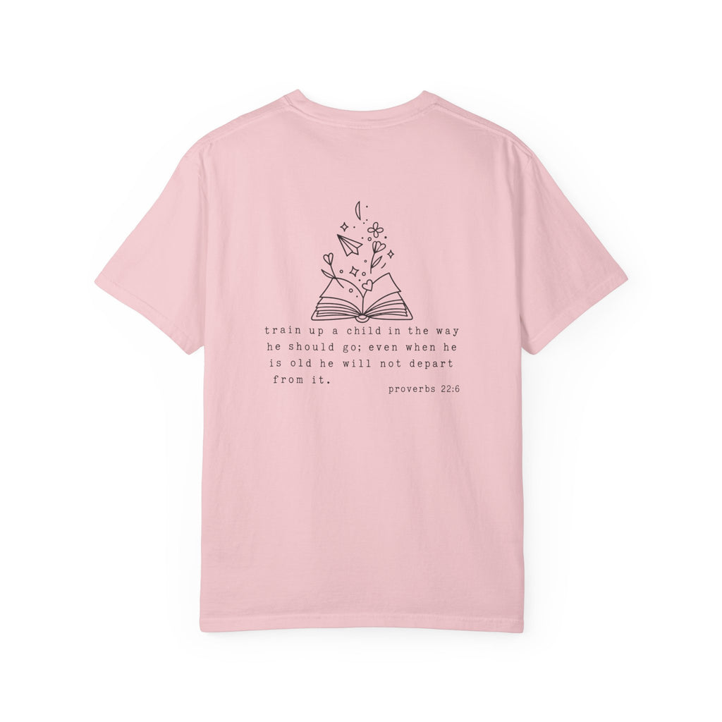 Homeschool Mama Tee — Proverbs 25:11 Inspirational Book & Flower Graphic T-Shirt