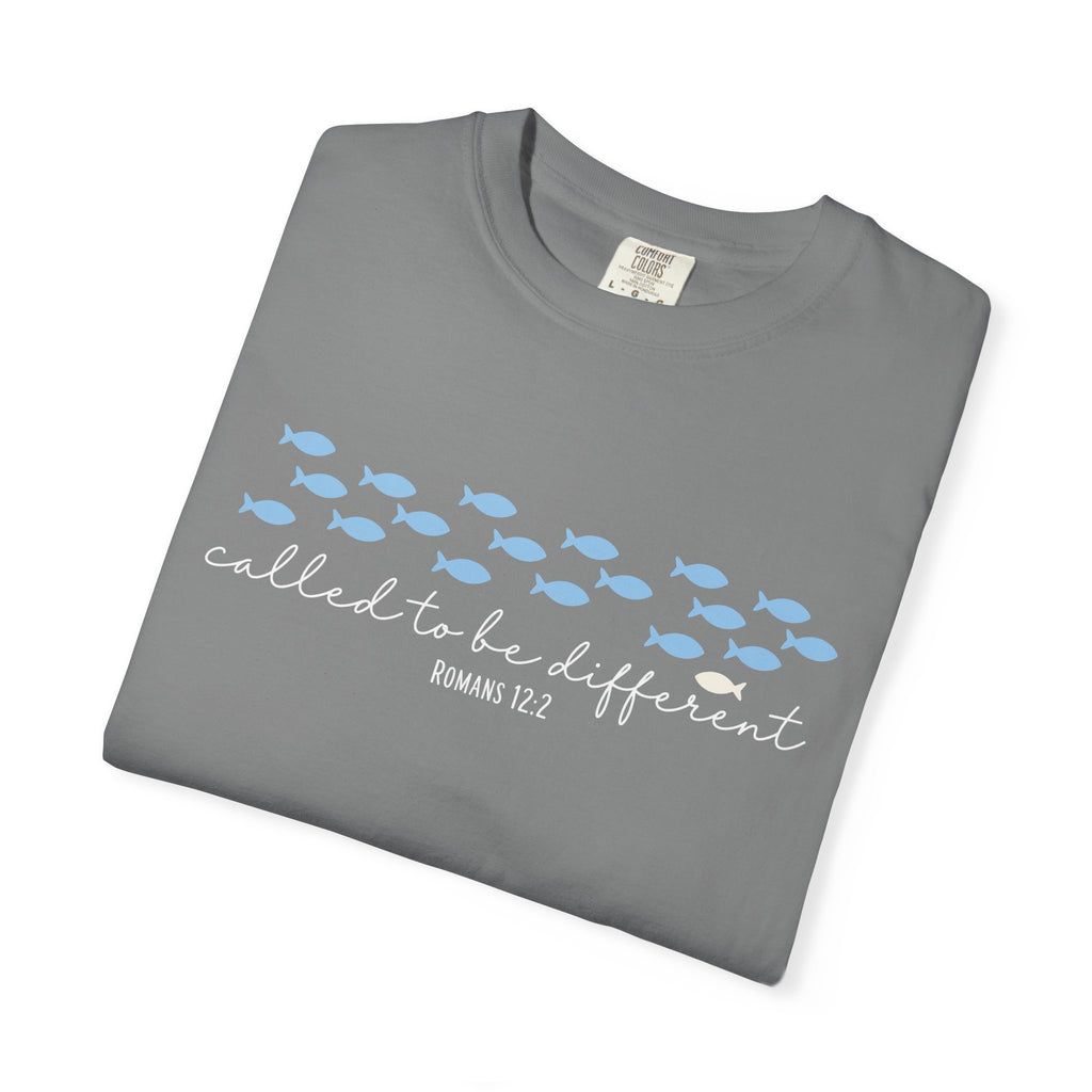 Called to Be Different Fish Graphic T-Shirt — Romans 12:2 Christian Faith Tee