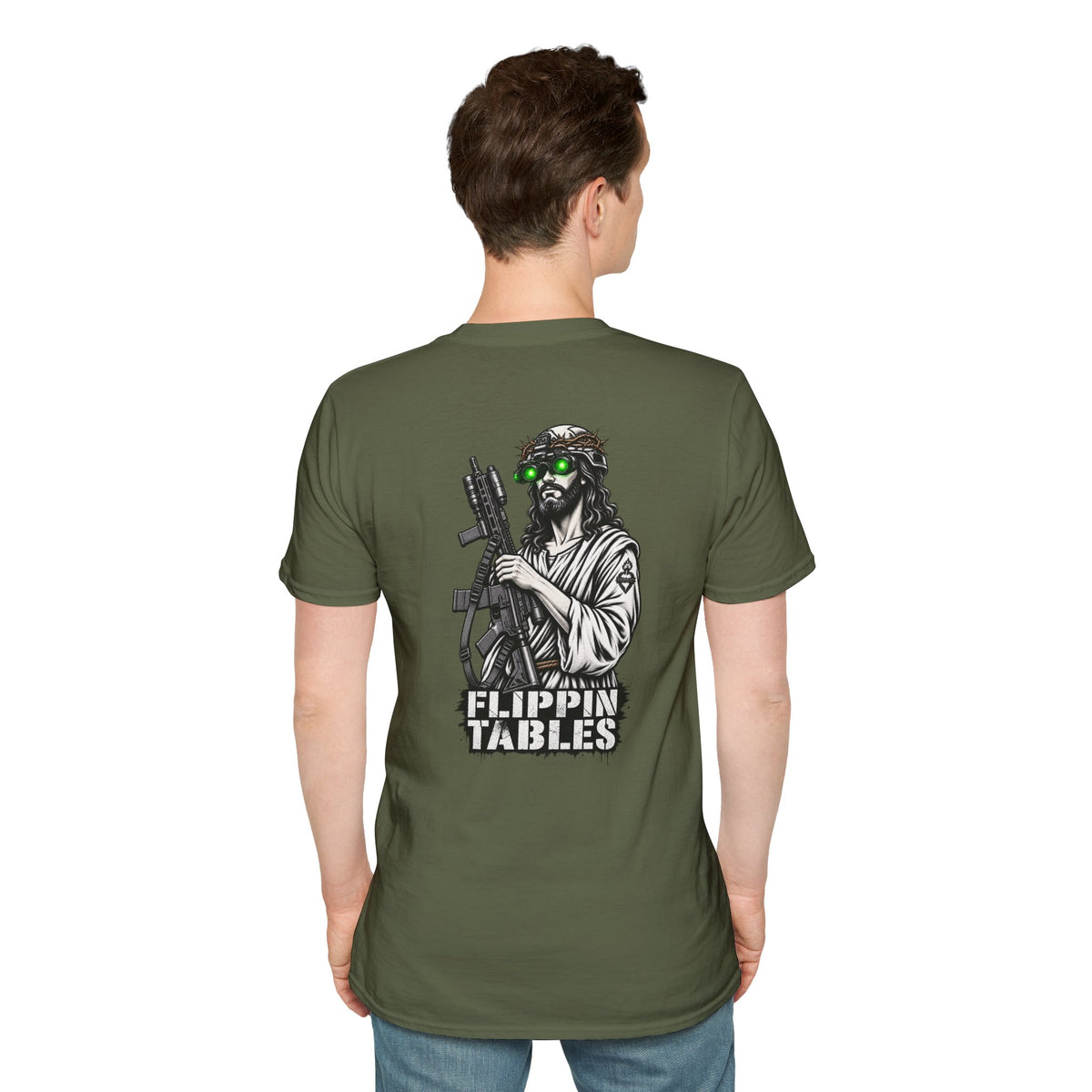 Night Vision Jesus T-Shirt — Retro Neon God Graphic Tee