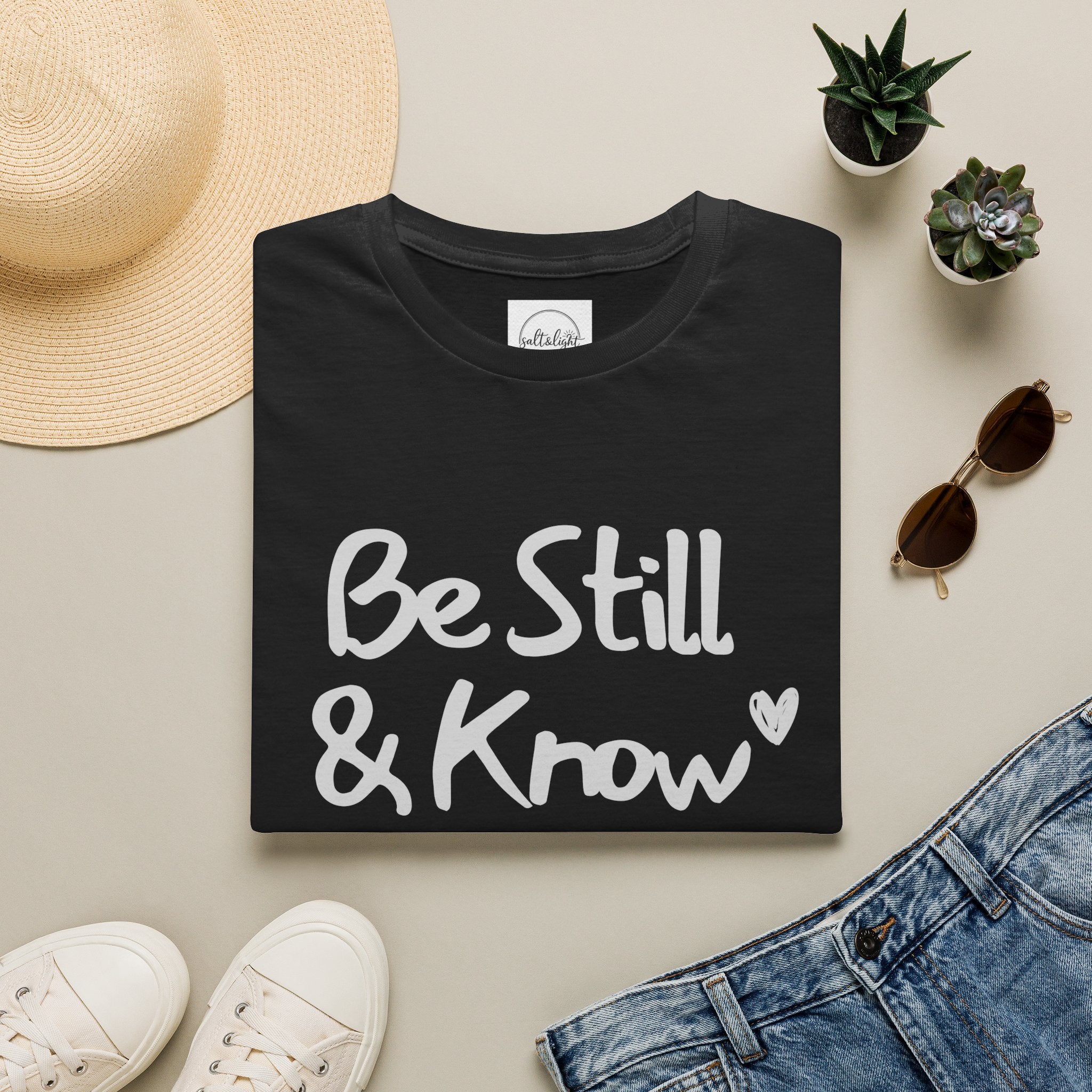 T-Shirt — "Be Still & Know" Inspirational Relaxed Tee