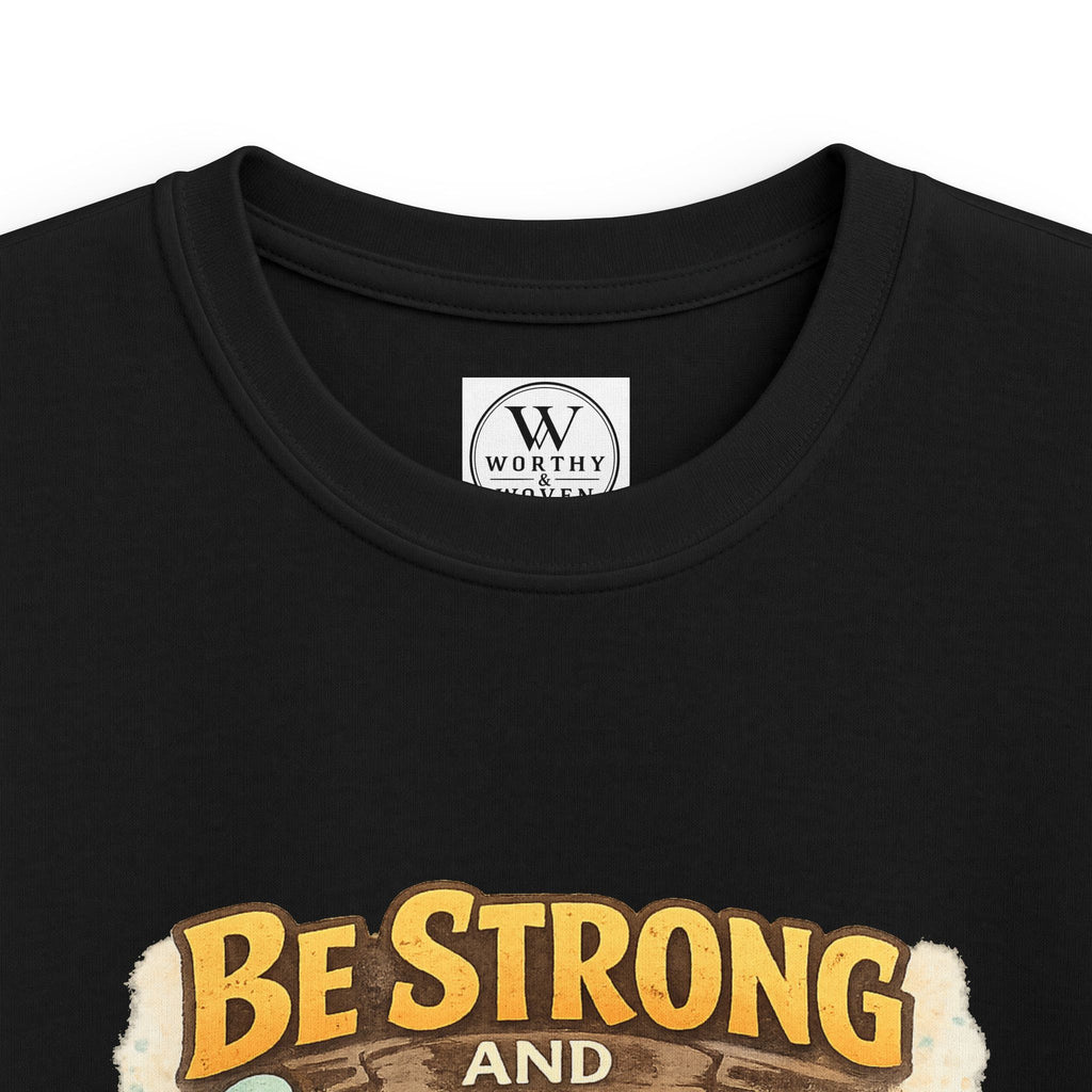 Be Strong and Courageous Kids T‑Shirt — Lion Design, "Do Not Be Afraid" (Bible Verse)
