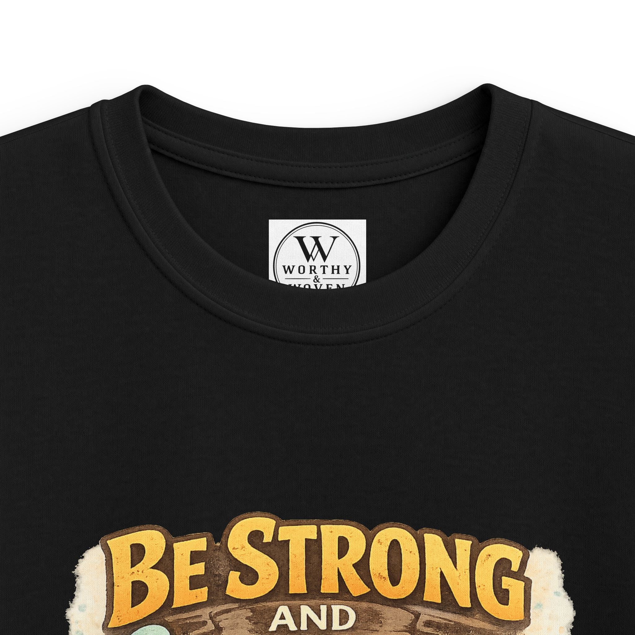 Be Strong and Courageous Kids T‑Shirt — Lion Design, "Do Not Be Afraid" (Bible Verse)
