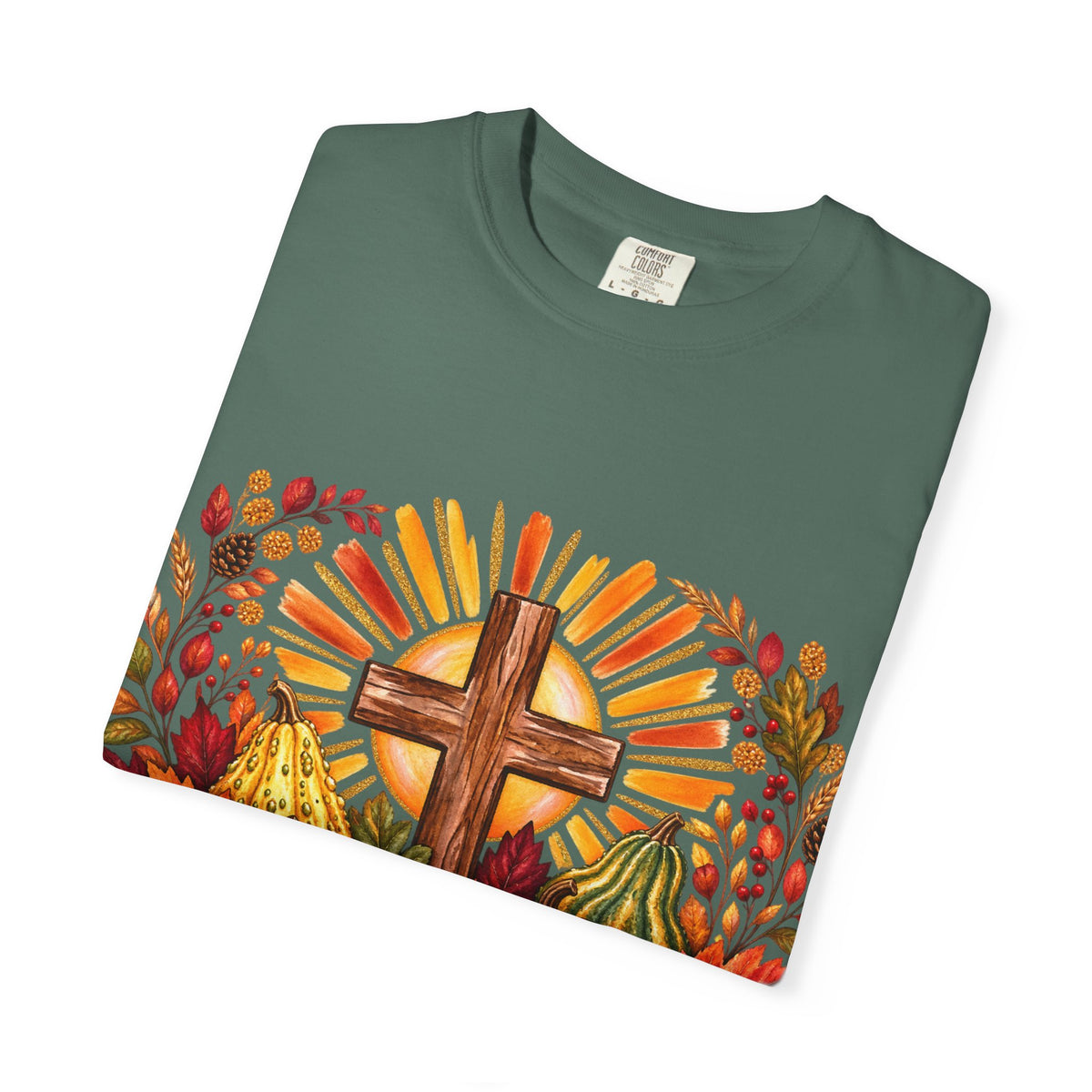 Autumn Harvest Cross TShirt Fall Pumpkin  and Faith Graphic