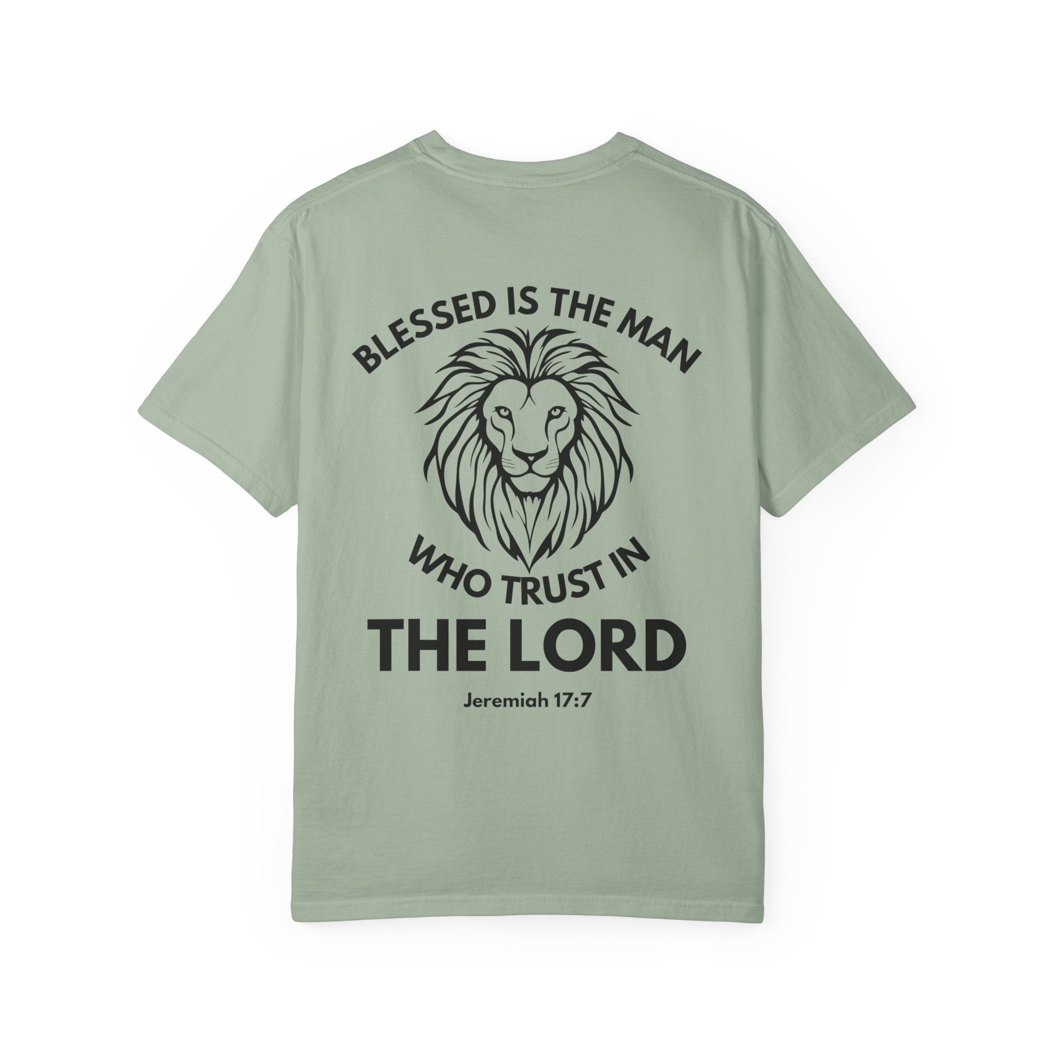 Christian Lion T-Shirt — "Blessed Is The Man Who Trust in The Lord" (Jeremiah 17:7)