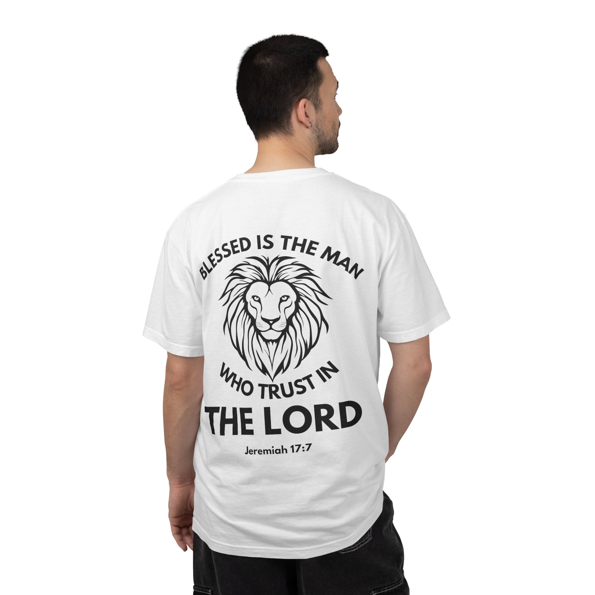 Christian Lion T-Shirt — "Blessed Is The Man Who Trust in The Lord" (Jeremiah 17:7)