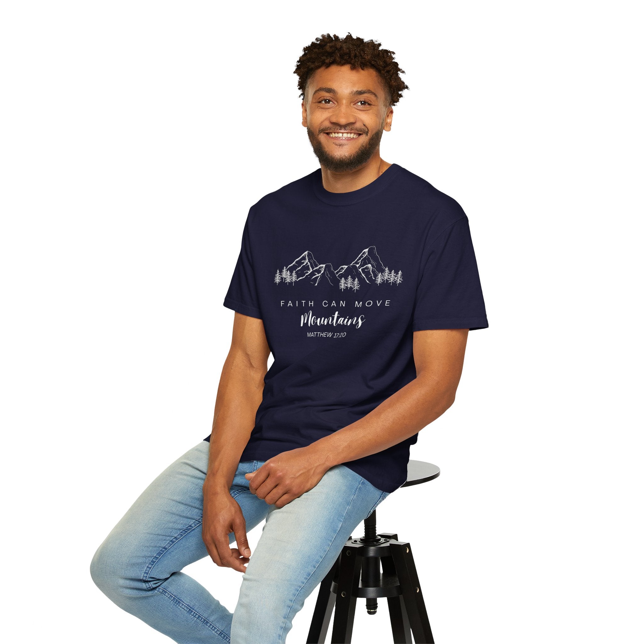 Faith Can Move Mountains T-Shirt — Matthew 17:20 Christian Mountain Graphic Tee