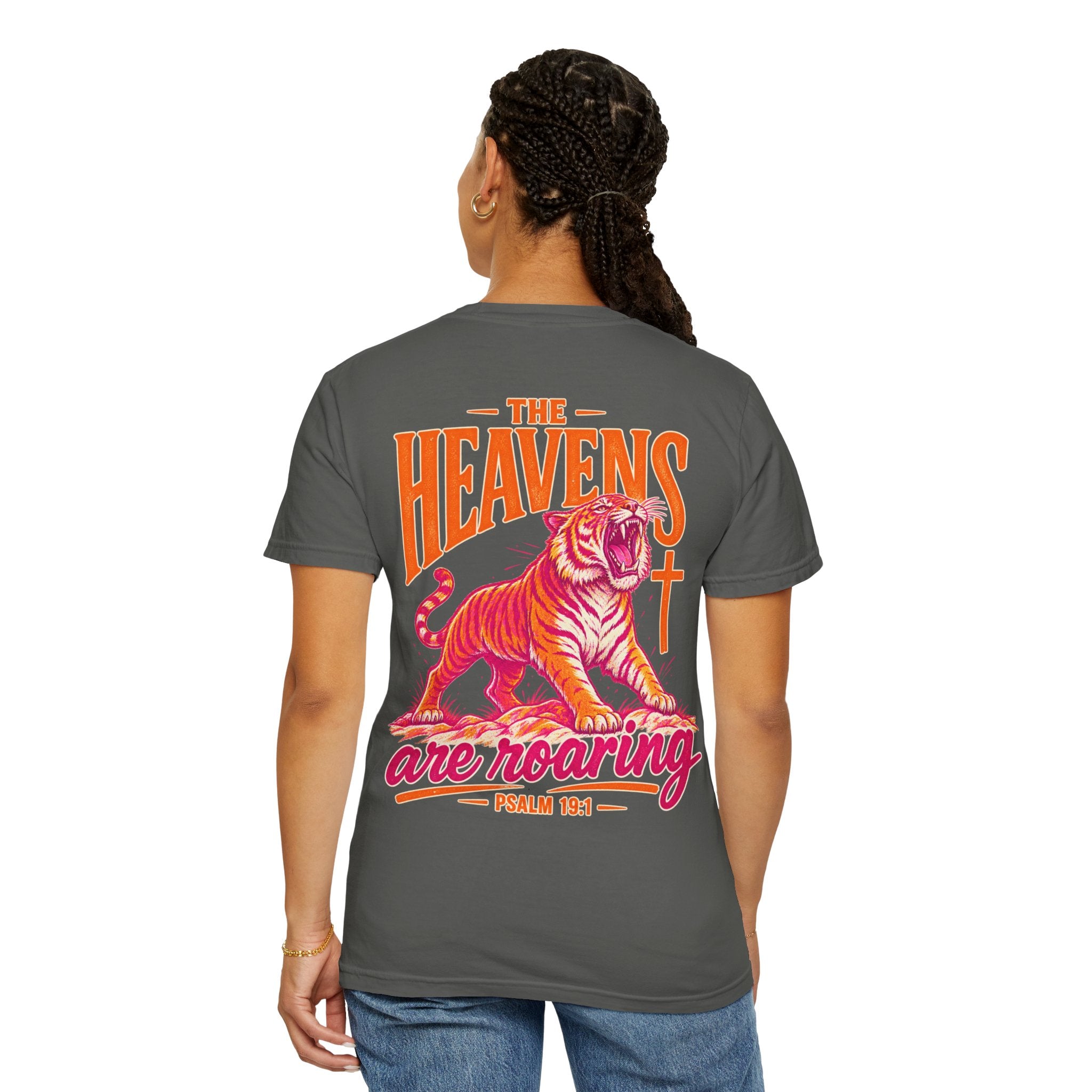 T-Shirt — “The Heavens Are Roaring” Tiger Psalm 19:1 Graphic Tee