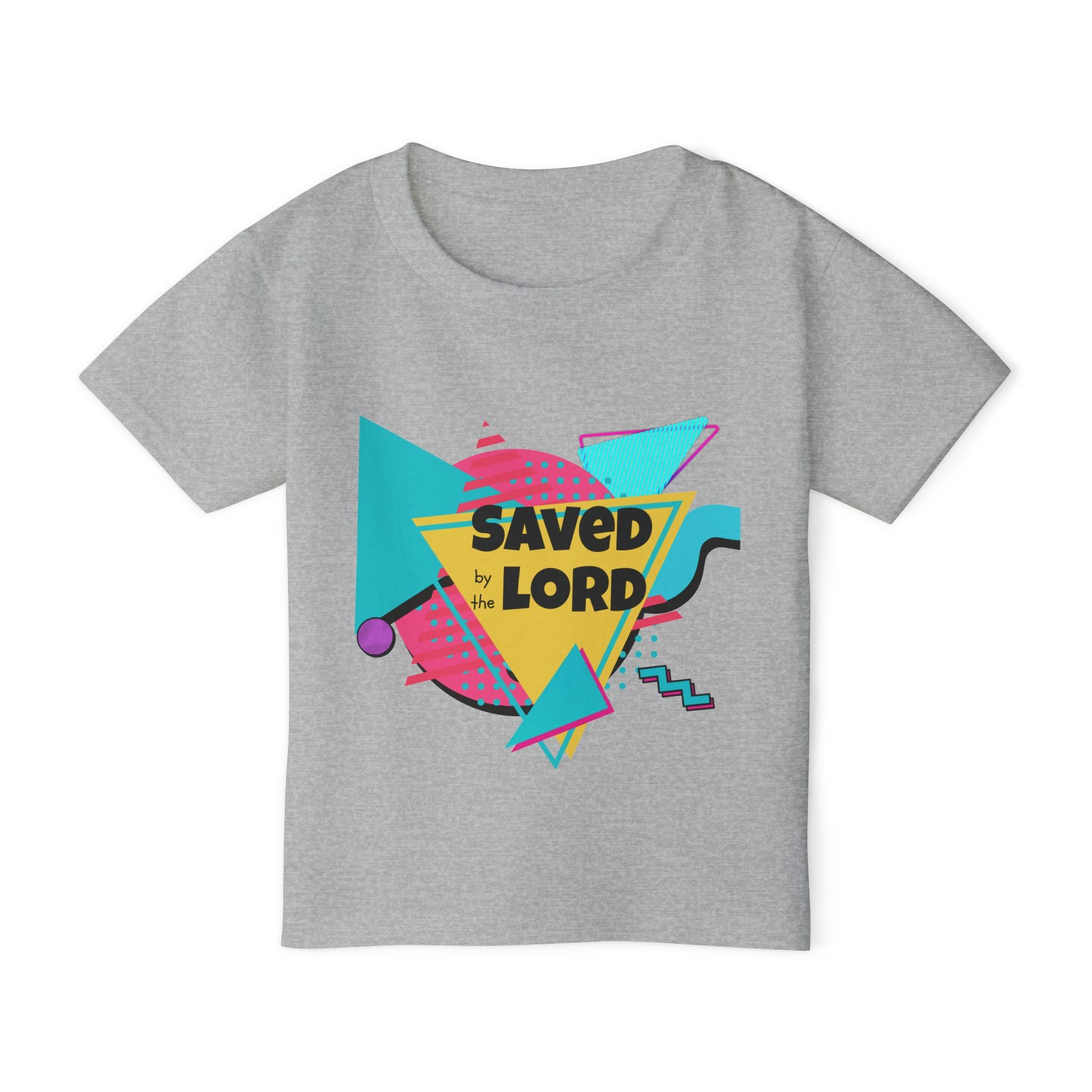 Saved by the Lord Toddler T‑Shirt — Retro 80s Neon Christian Kids Tee